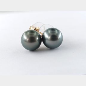 Grey Pearl Earrings With Yellow Gold - 51533/122