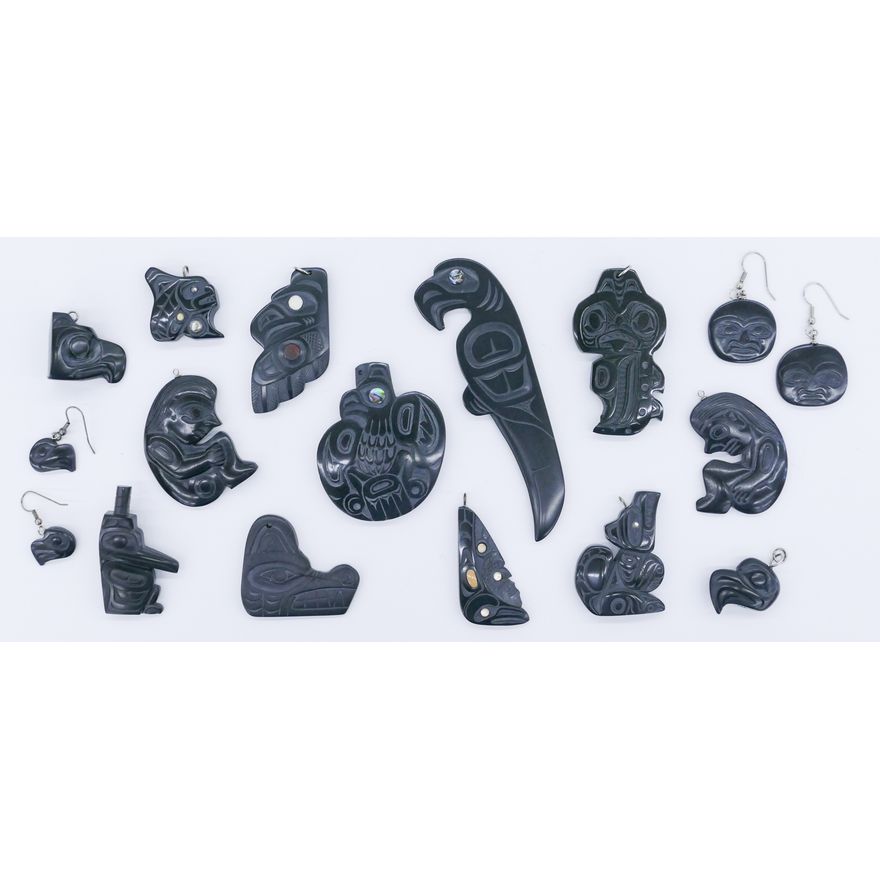 15pc Northwest Coast Haida Argillite Jewelry