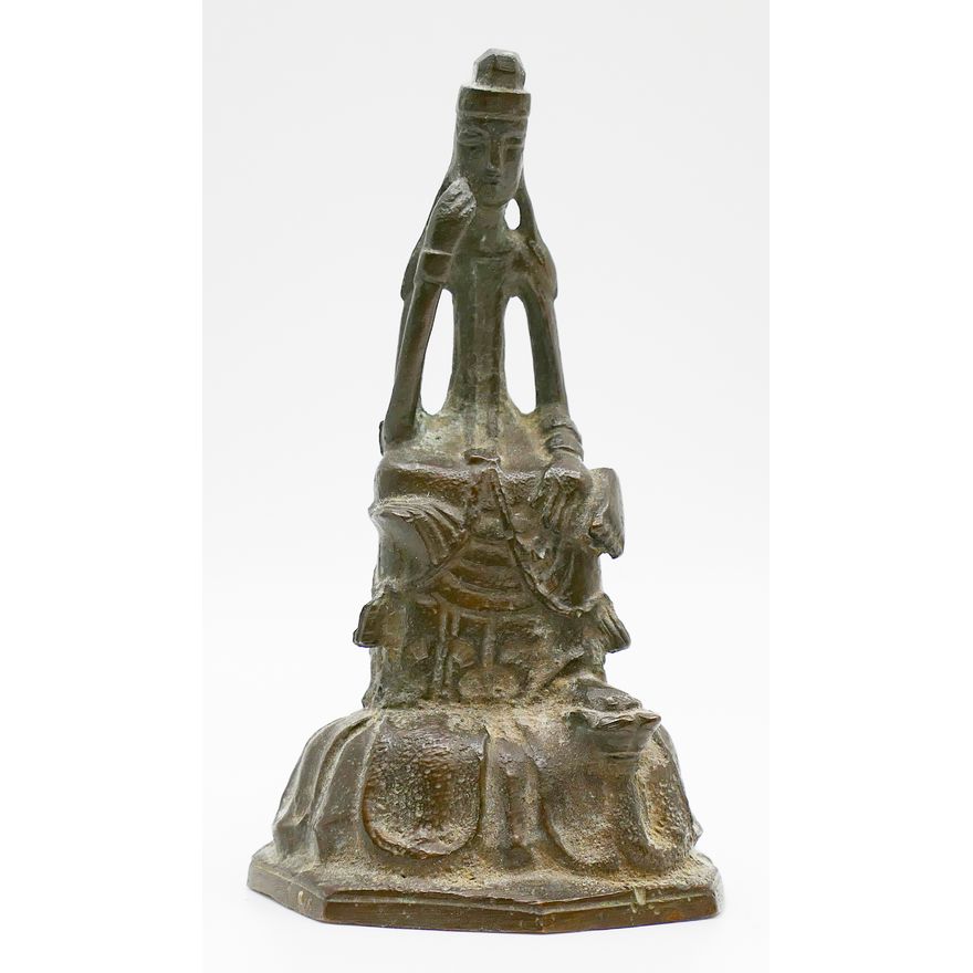 Old Korean Bronze Seated Buddha on Throne 4.5''