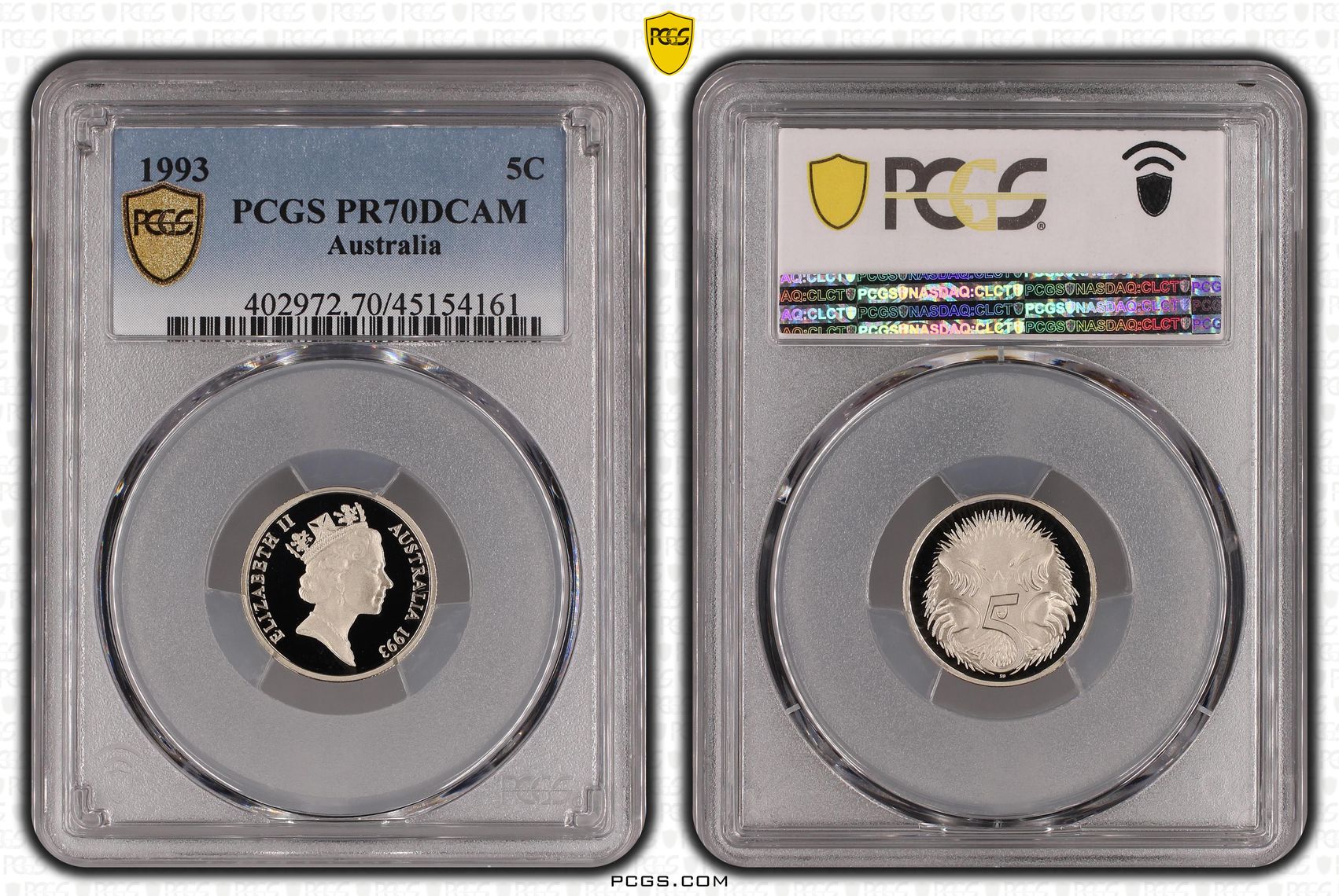 Elizabeth II, Five Cent, 1993, PCGS PR 70DCAM