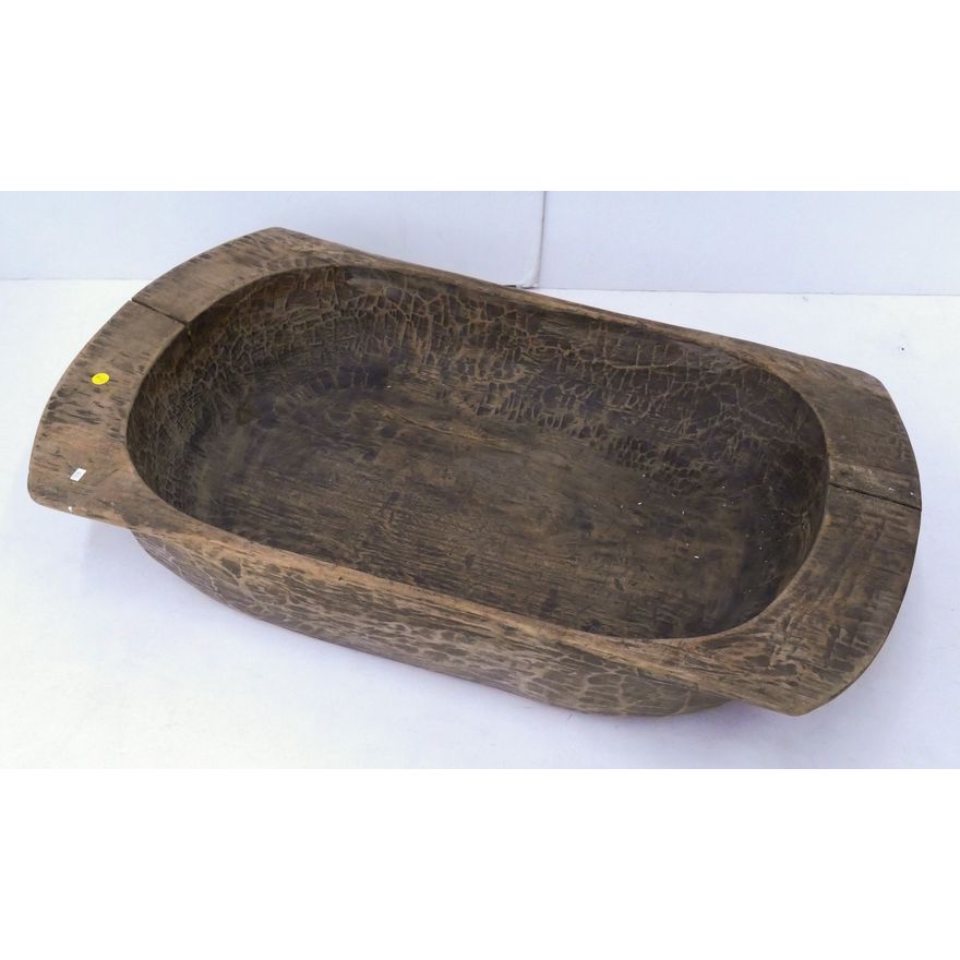 Antique Japanese Large Wood Dough Bowl- 38x22x7''