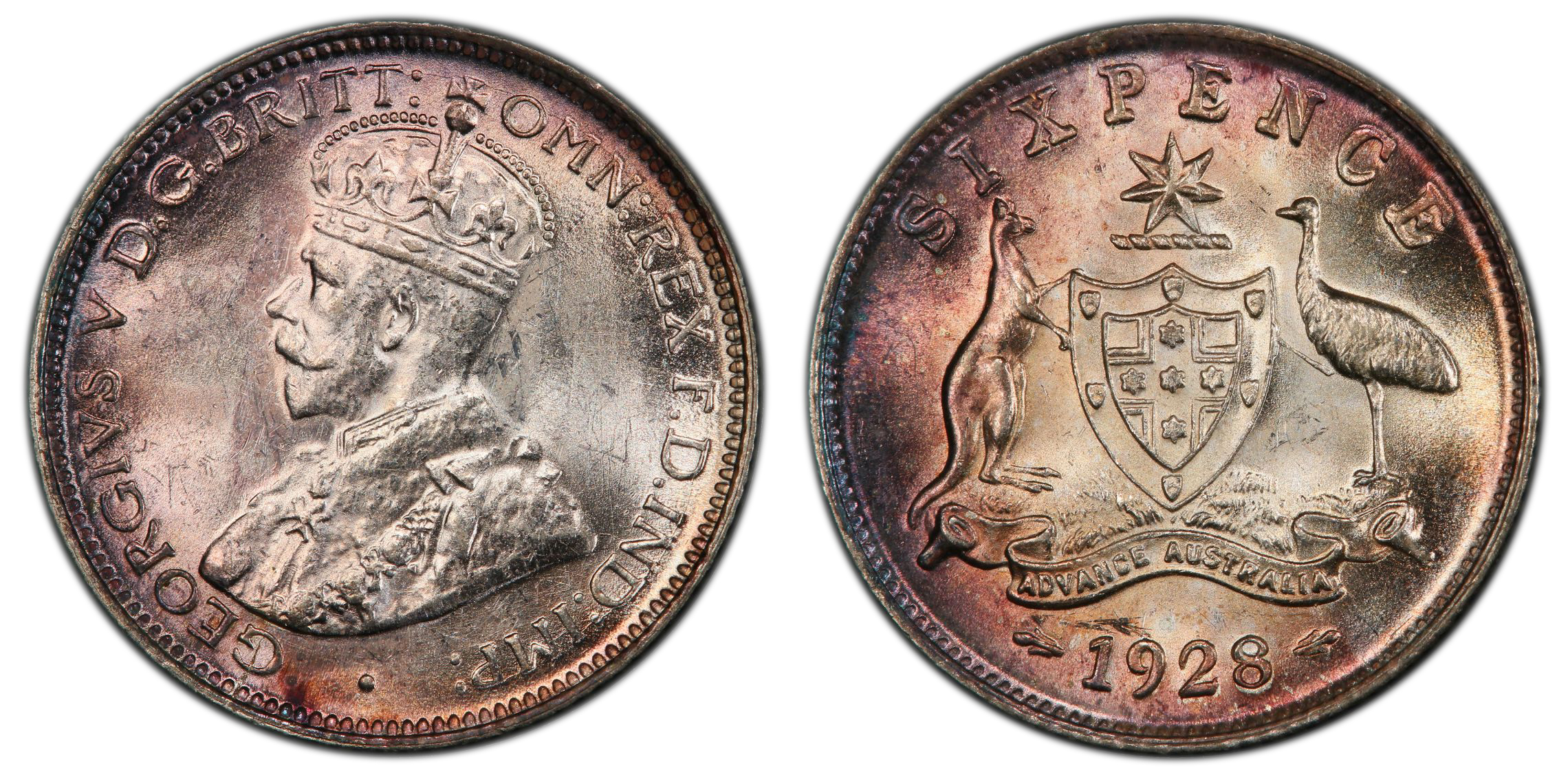 George V, Sixpence, 1928(m), PCGS MS64