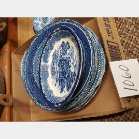 Grindley Blue China and Blue Willow Plates etc.