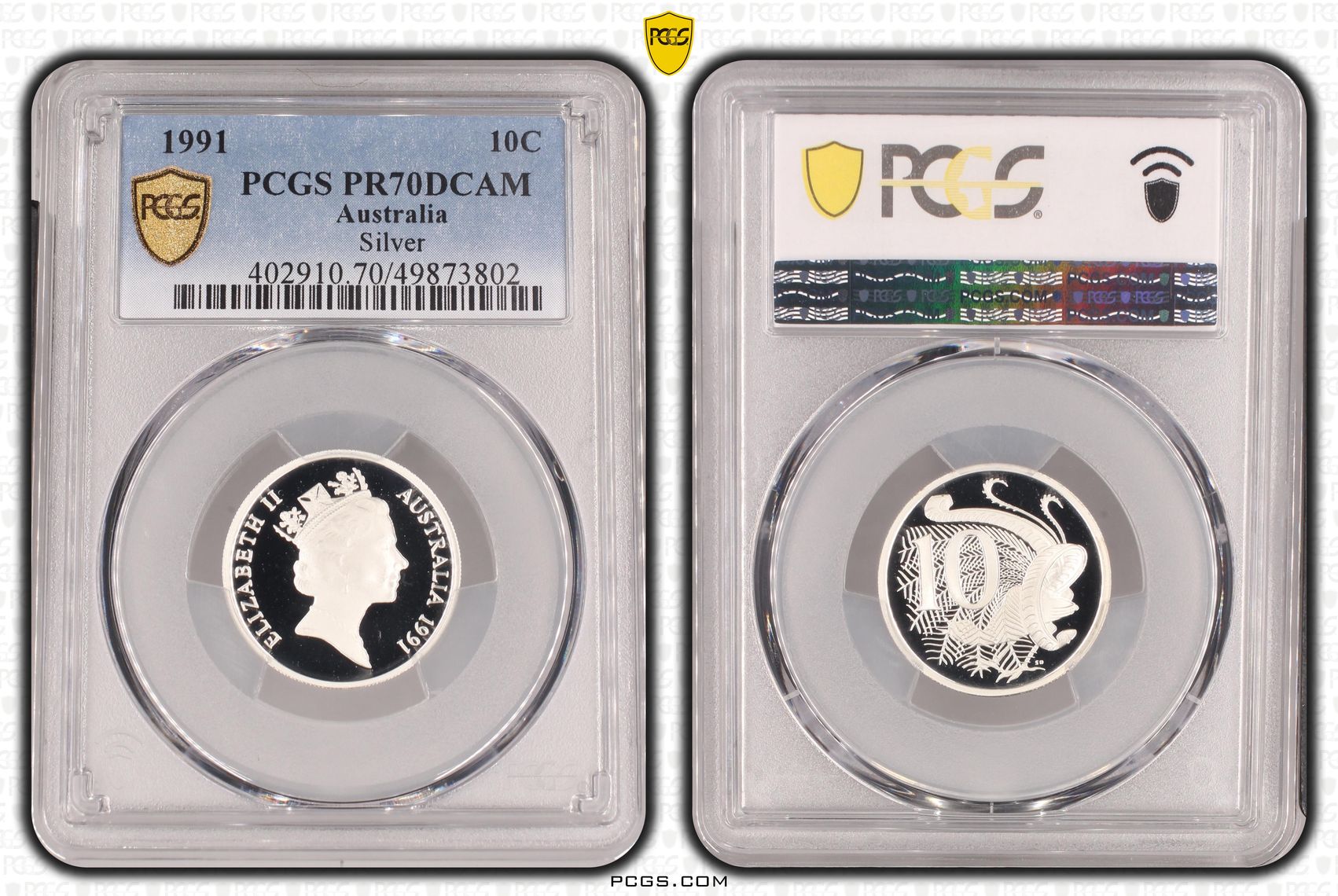 Silver, Ten Cent, 1991, PCGS PR70DCAM