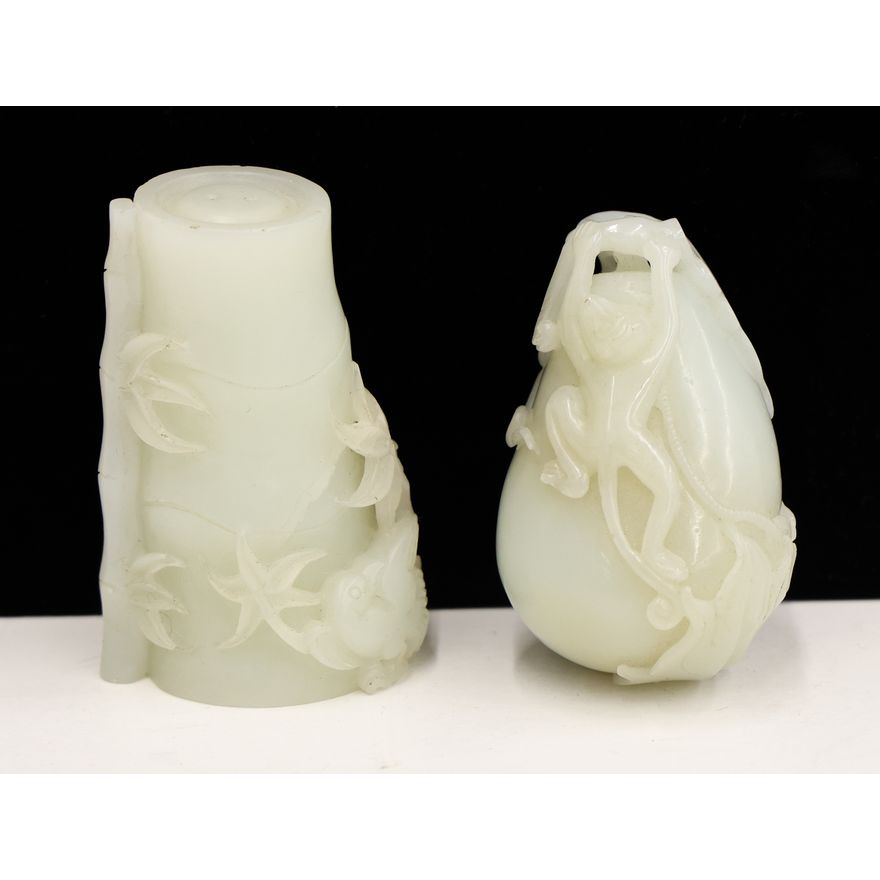 2pc Chinese Jade Large Figural Pendants
