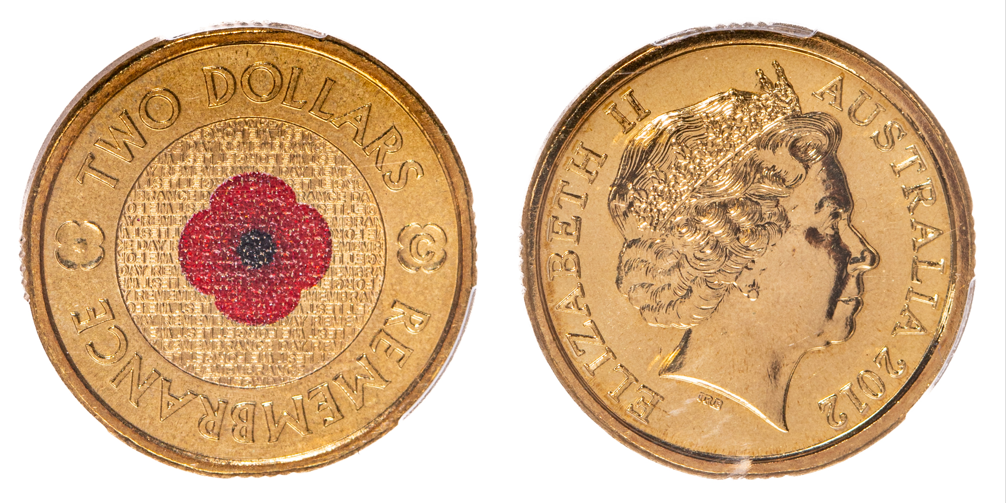 Elizabeth II, Red Poppy Two Dollar, 2012-C, PCGS MS67