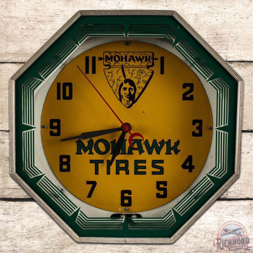 Mohawk Tires 18" Octagon Neon Clock w/ Logo