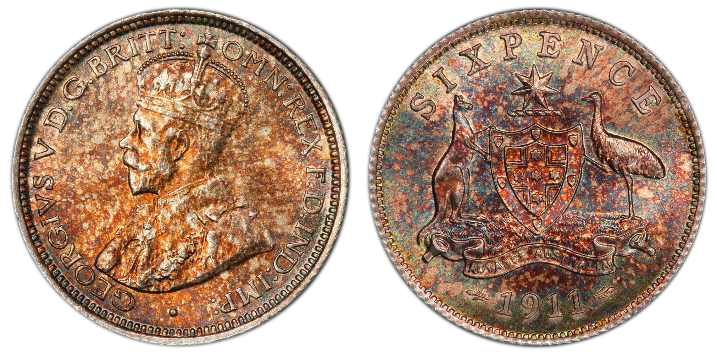 George V, Sixpence, 1911, PCGS MS64