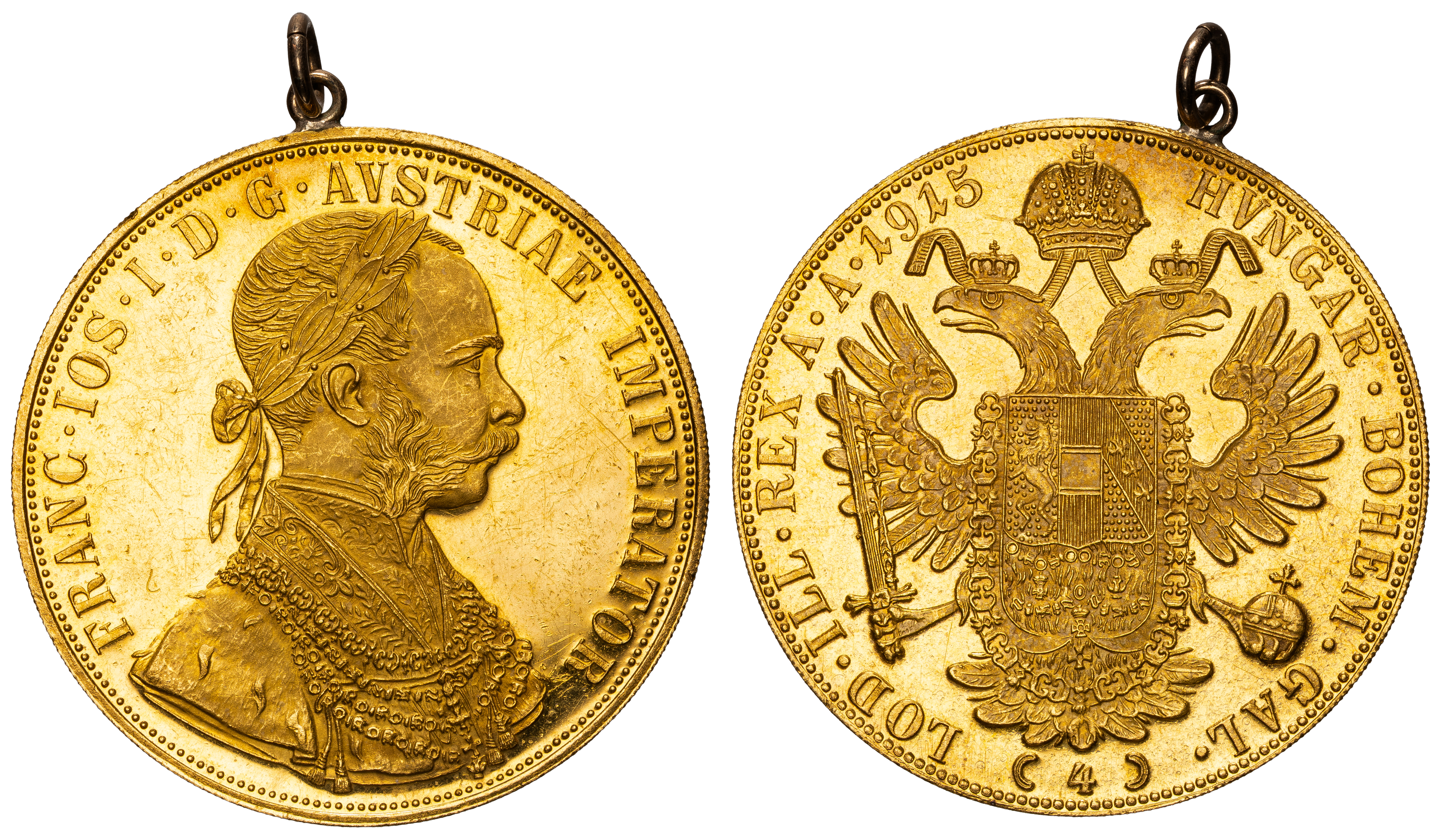 Austrian Empire, Franz Joseph I, Four Ducats, 1915 (Restrike), aUNC