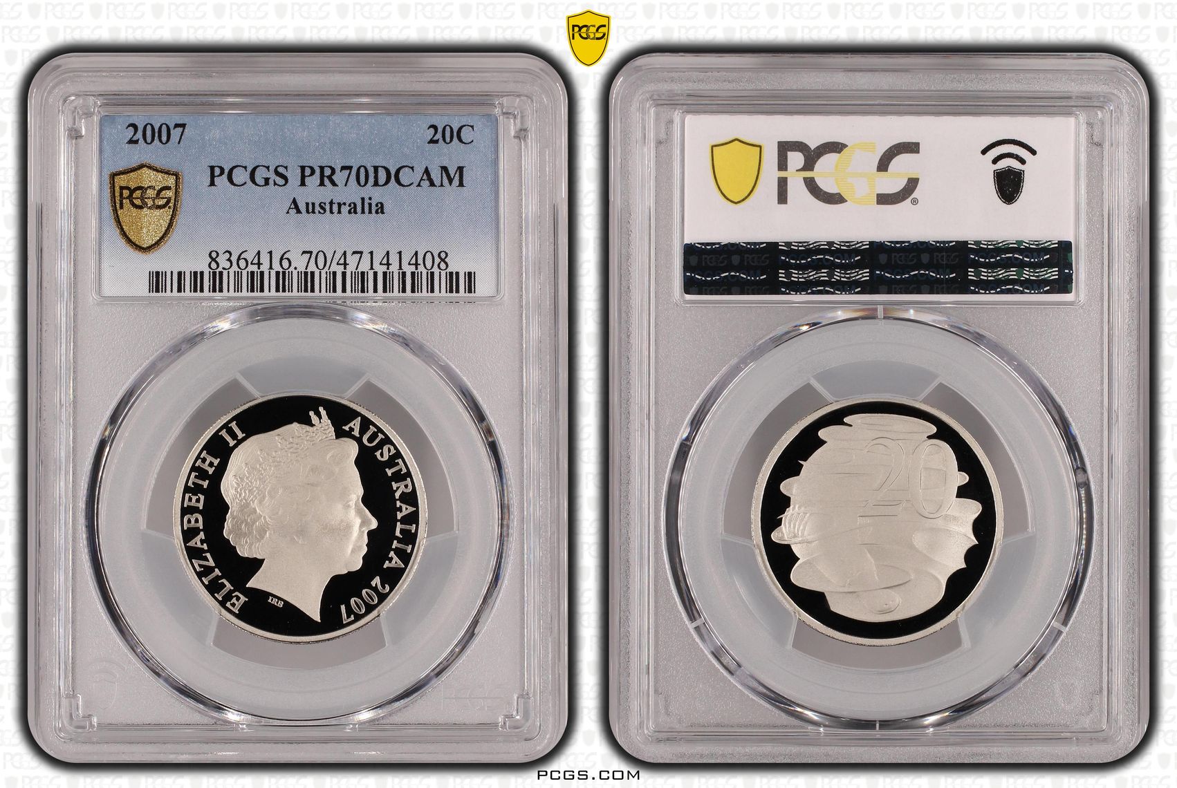 Elizabeth II, Twenty Cent, 2007, PCGS PR70DCAM