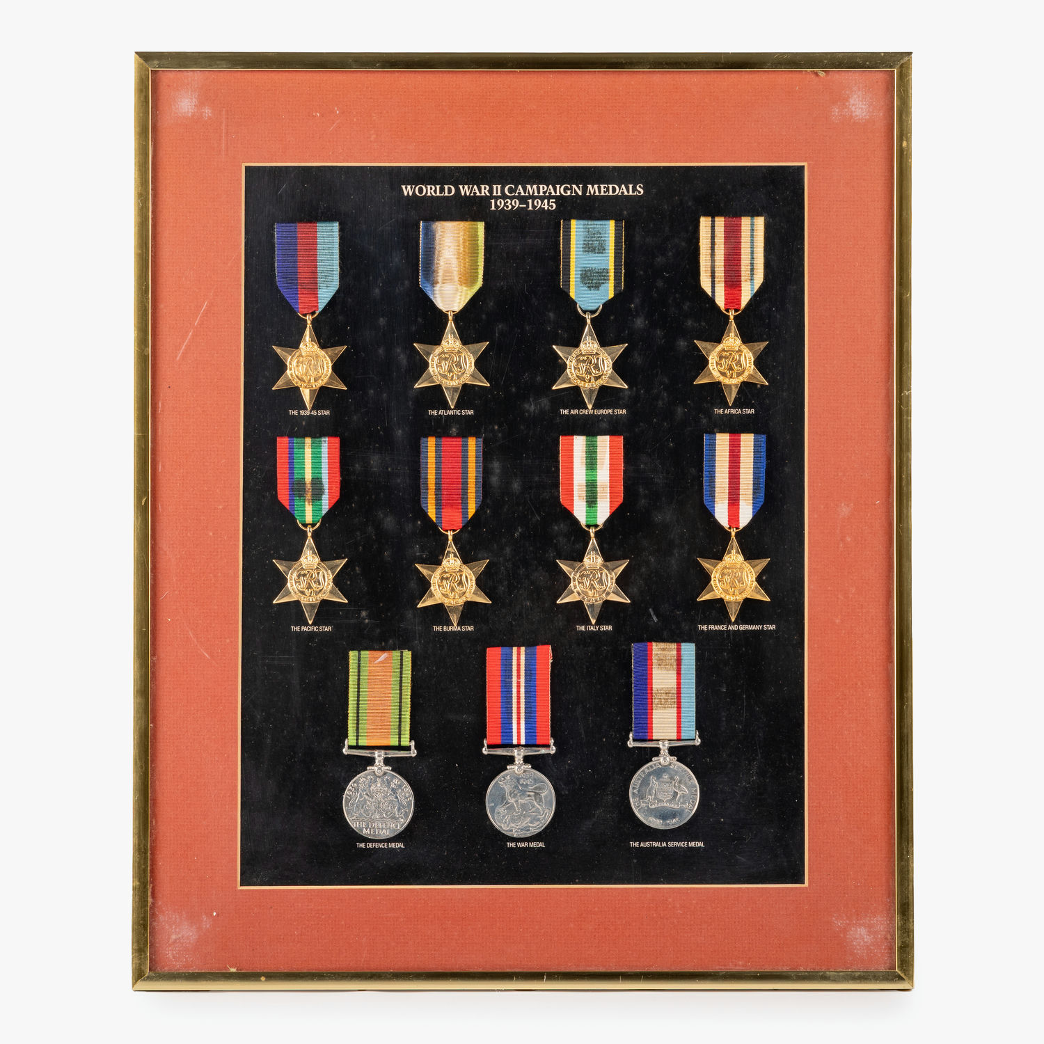 WWII Campaign Medals - Framed Replicas, 1939 - 1945, Very Fine