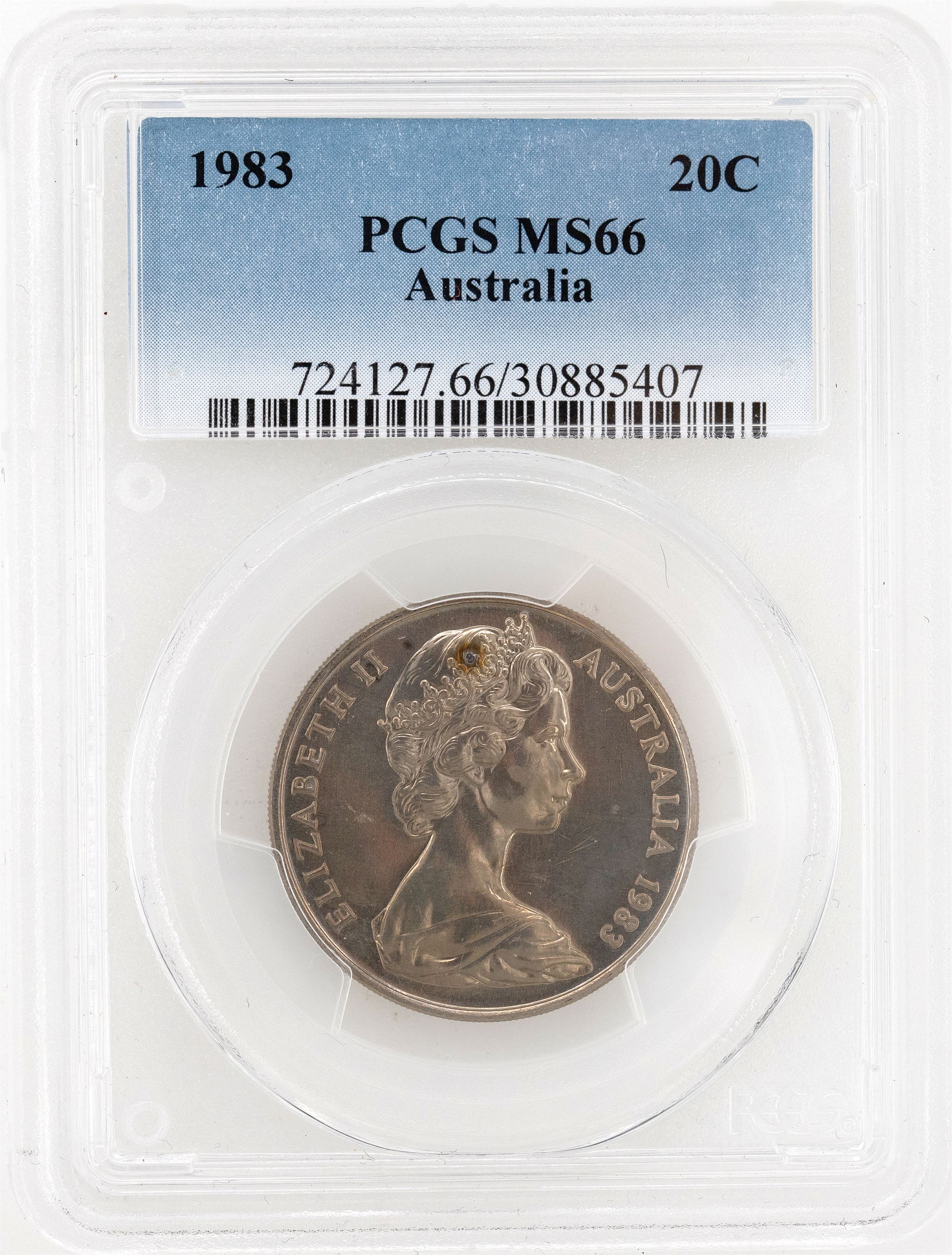 1983 Australia Twenty Cent, 20c PCGS - MS66 -407