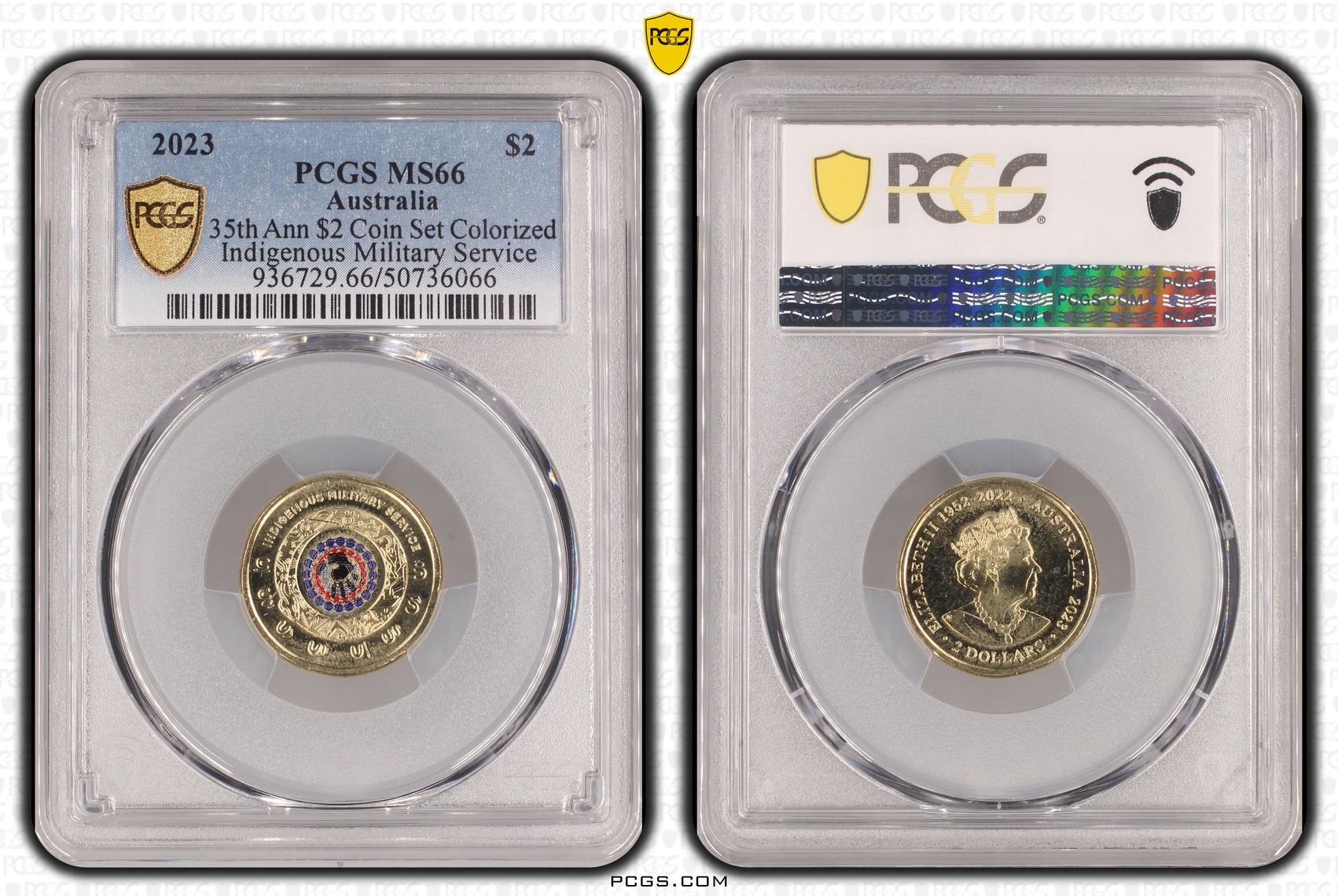 35th Ann $2 Coin Set Colorized - Indigenous Military Service, Two Dollar, 2023, PCGS MS66