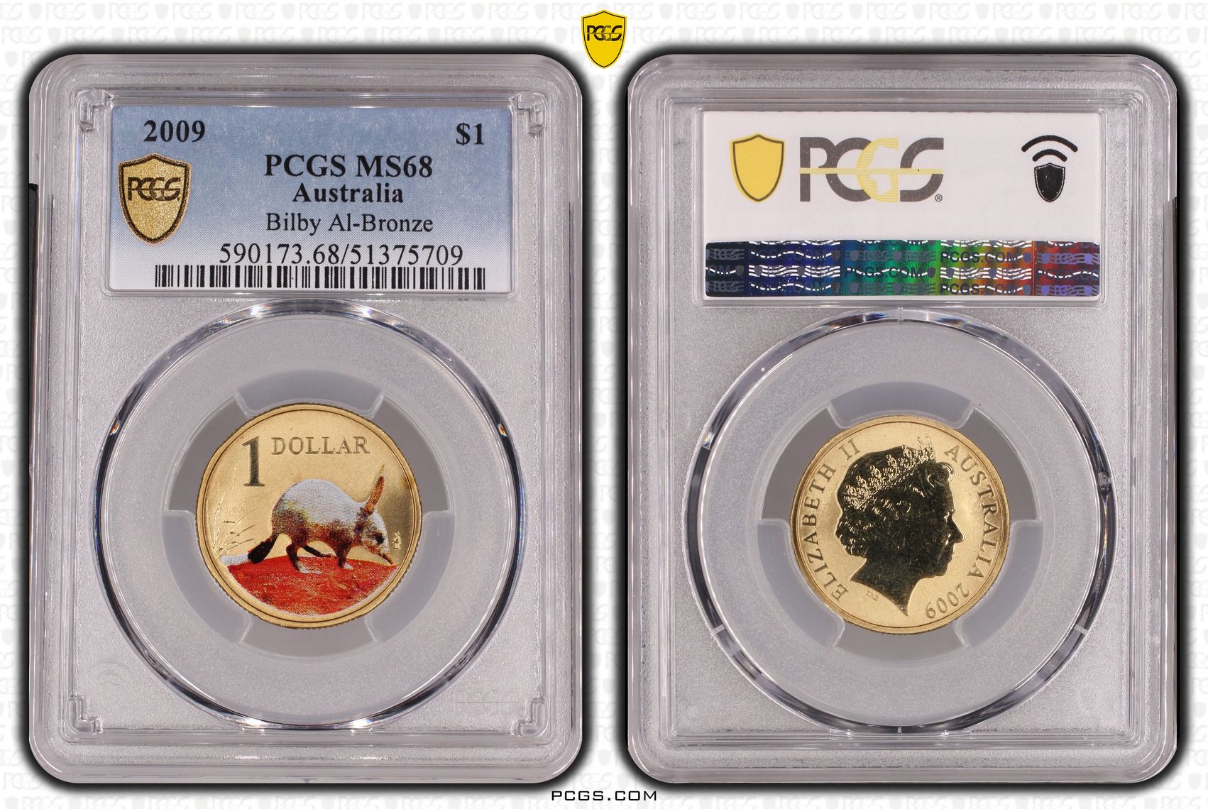 Bilby Al-Bronze, One Dollar, 2009, PCGS MS68