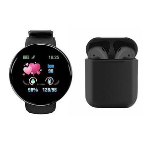Smart Watch D18 and i12 TWS Wireless Bluetooth Ear Pods with Charging Box Black | DEFECTIVE