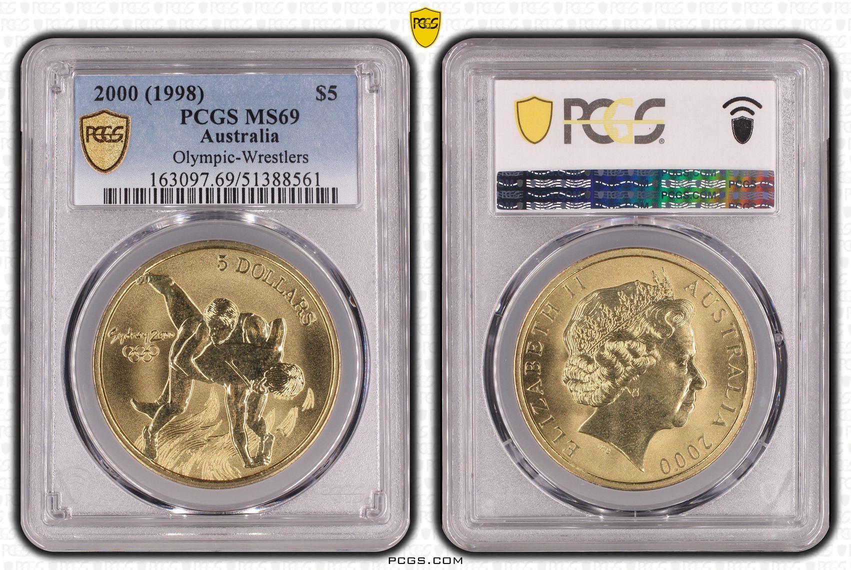 Olympic-Wrestlers, POP 3/0, Five Dollar, 2000, PCGS MS69