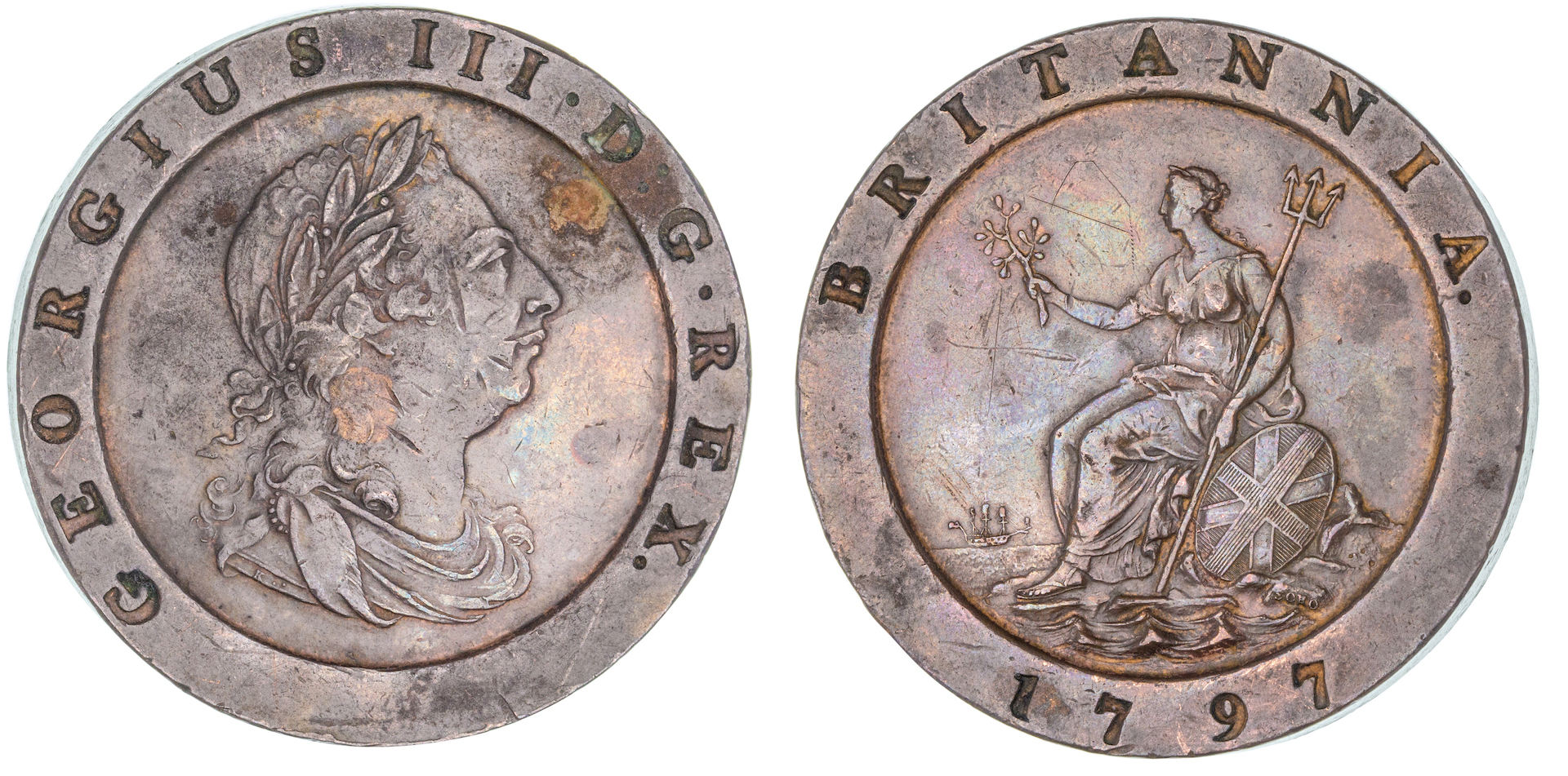 Great Britain, George III, Twopence, 1797, VF
