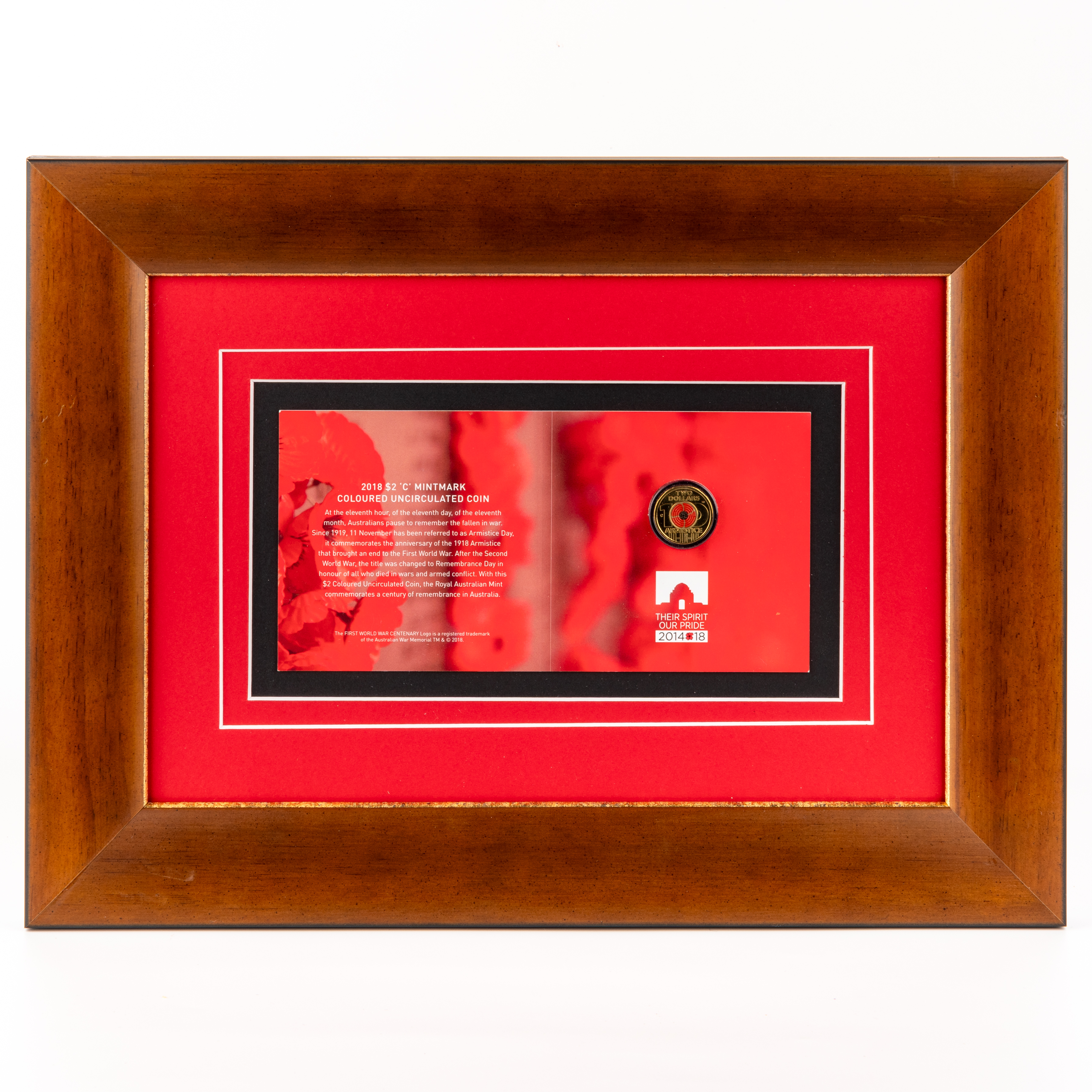 259 · Elizabeth II, Framed Armistice Centenary, Two Dollar, 2018-C,  UNC