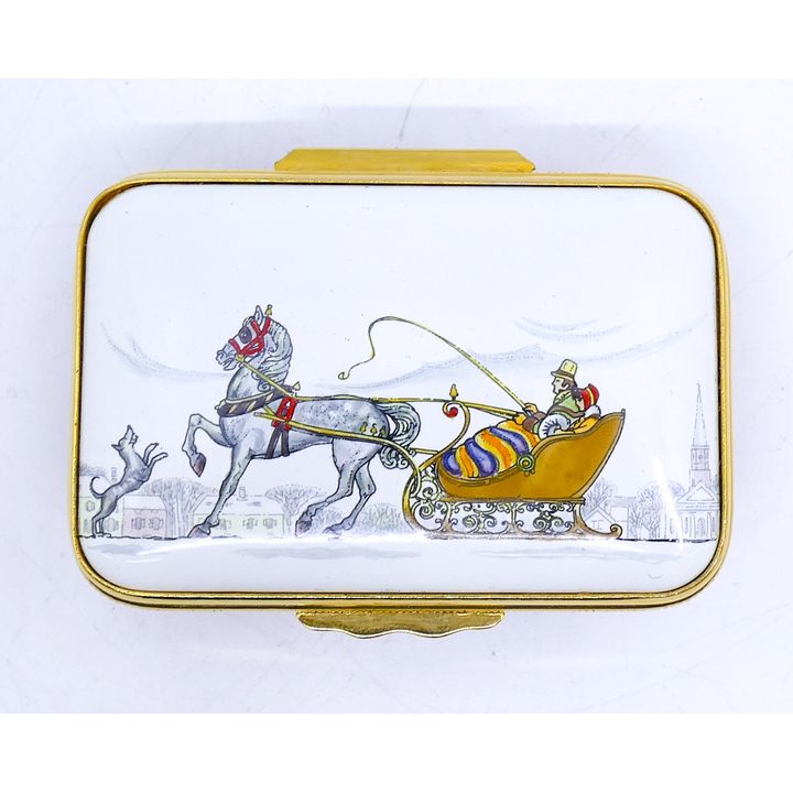 Halcyon Days Tiffany & Co. One Horse Sleigh Enameled Box