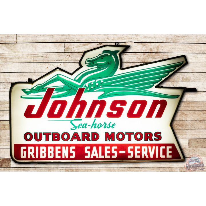Johnson Sea Horse Outboard Motors & Logo Lighted Sign TAC 9+