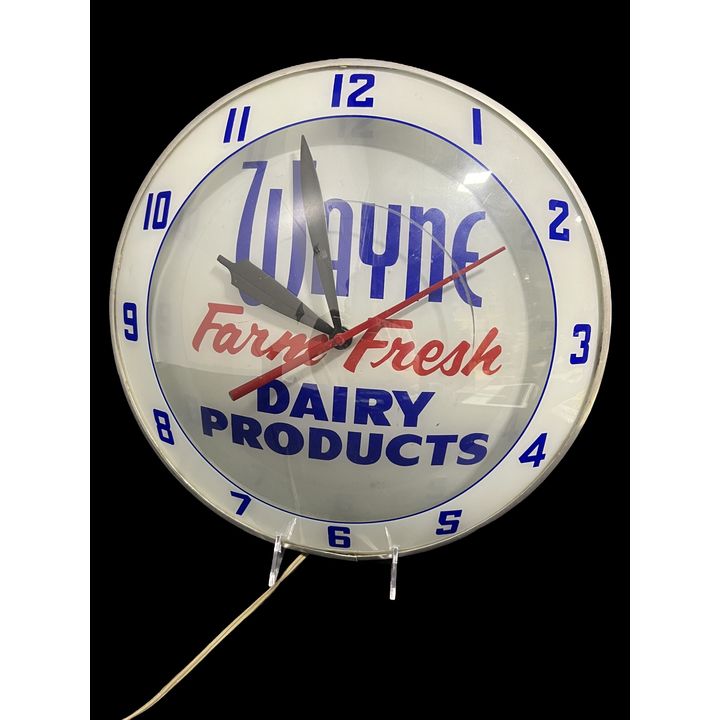 Wayne Farm Fresh Dairy Products Double Bubble Clock