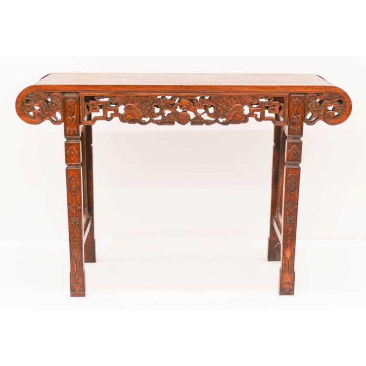 Chinese Rosewood Foo Lion and Bat Altar Table