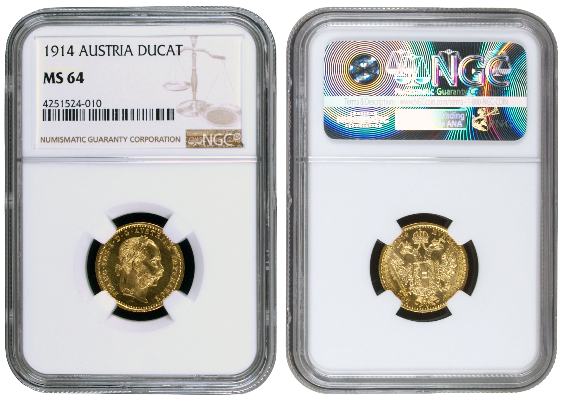 97 · Austria, Francis Joseph I, Ducat, 1914, NGC MS64