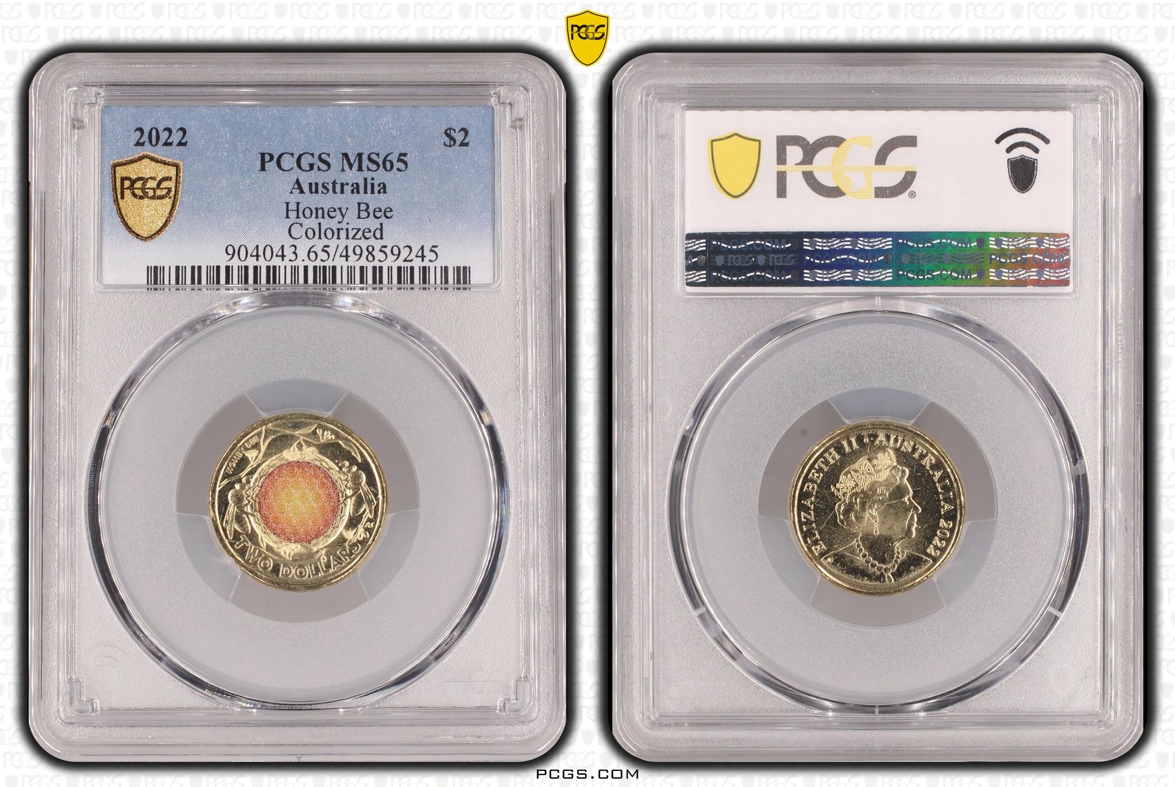 Honey Bee Colorized , Two Dollar, 2022, PCGS MS65