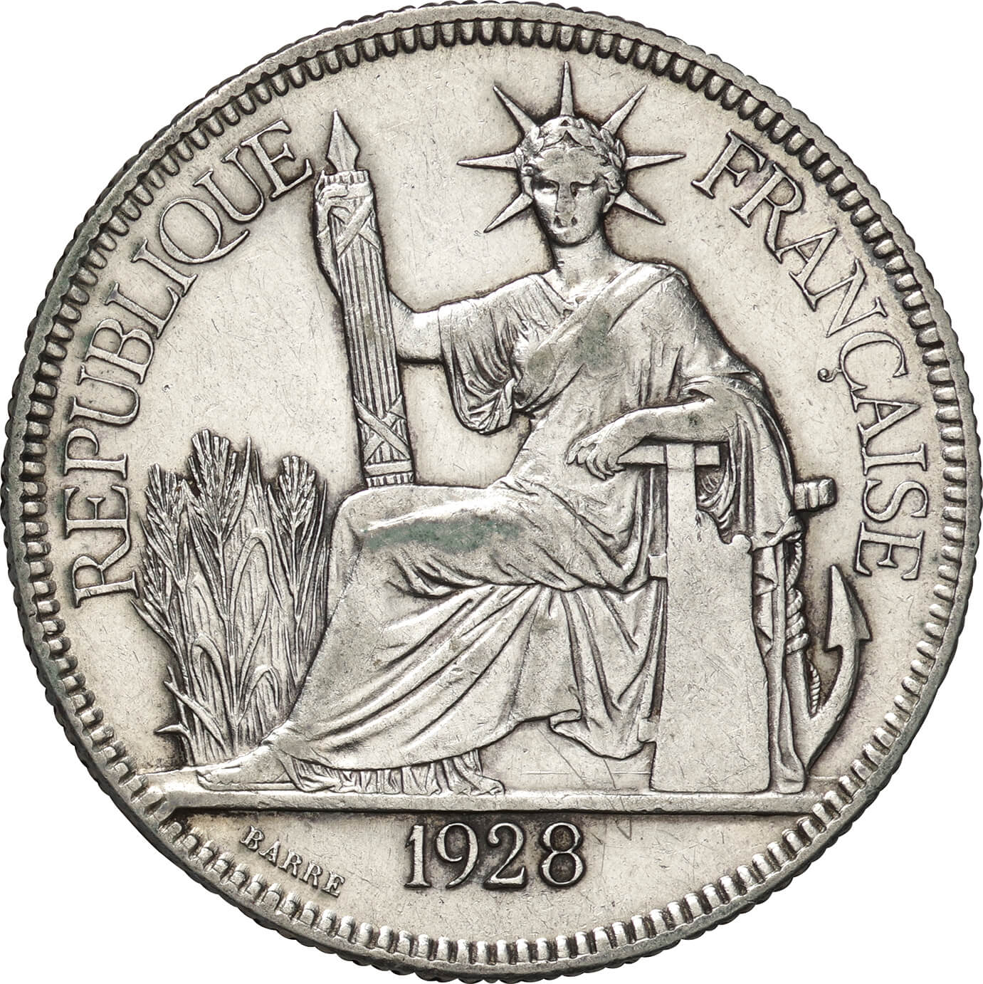 フランス領インドシナ1ピアストル銀貨(1906年)-