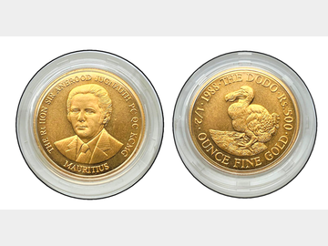 1988 MAURITIUS DODO GOLD HALF OUNCE 500 RUPEES COIN