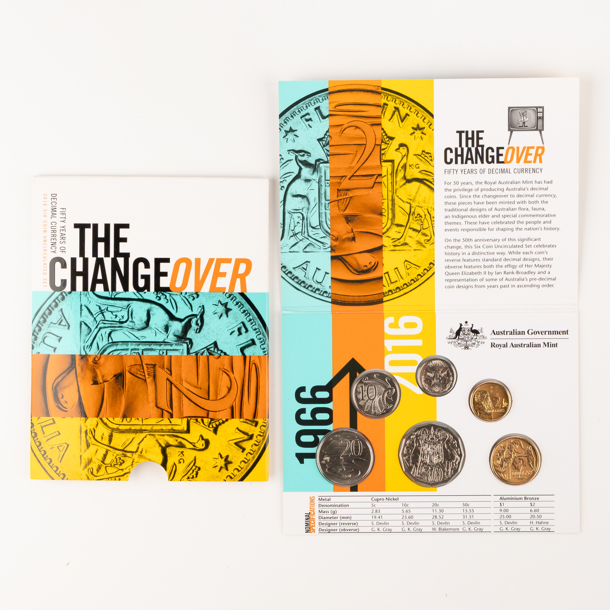 Elizabeth II, The Changeover, Five Cents - Two Dollars, 2016, UNC