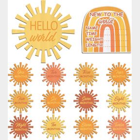 14 PCS BOHO SUN BABY MONTHLY MILESTONE CARDS RUSTIC WOODEN RAINBOW SUN NEWBORN PHOTOGRAPHY PROPS TO RECORD YOUR BABY S GROWTH GIFT