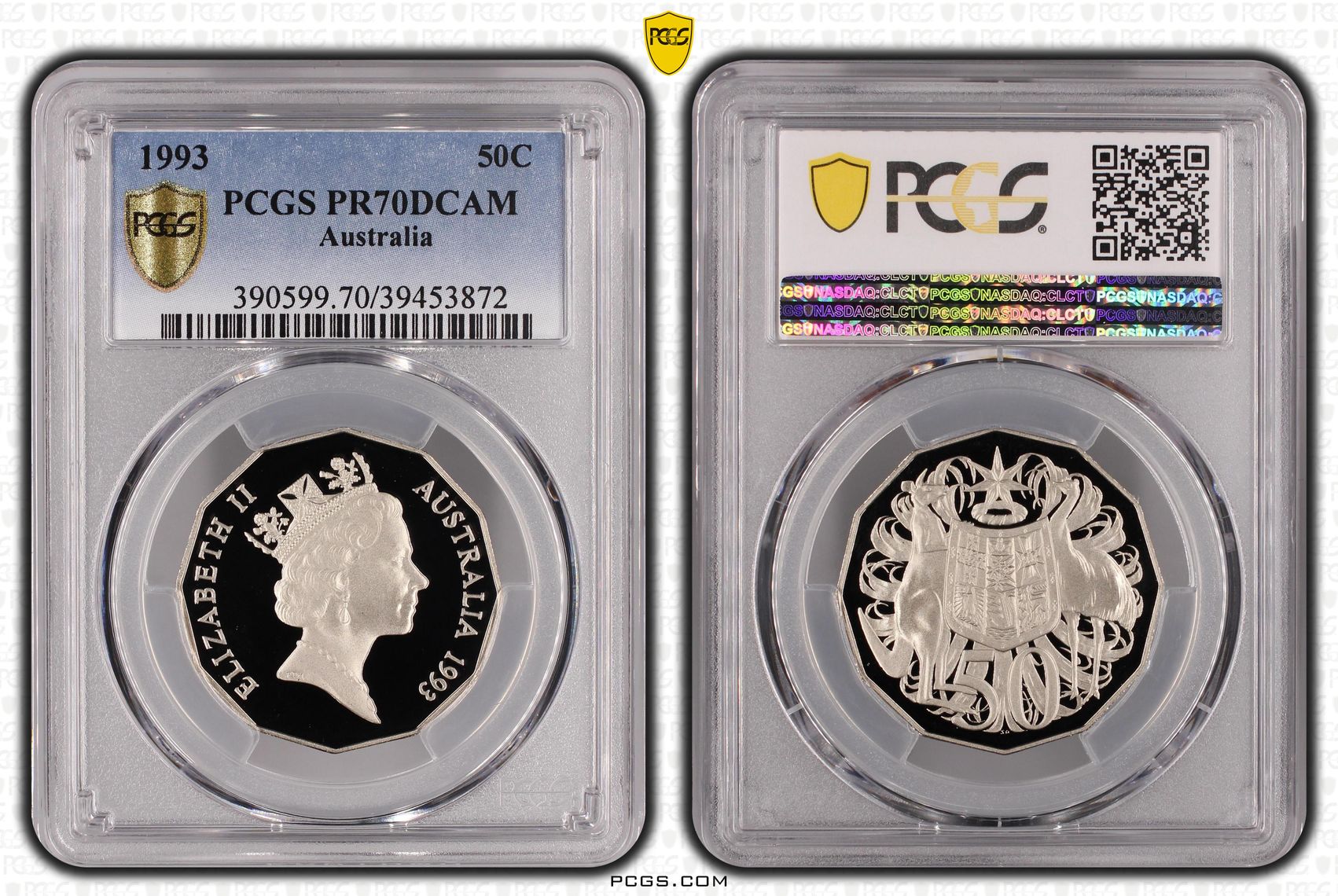 277 · 1993 Australia Fifty Cent, 50c PCGS - PR70DCAM POP 17/0 -872