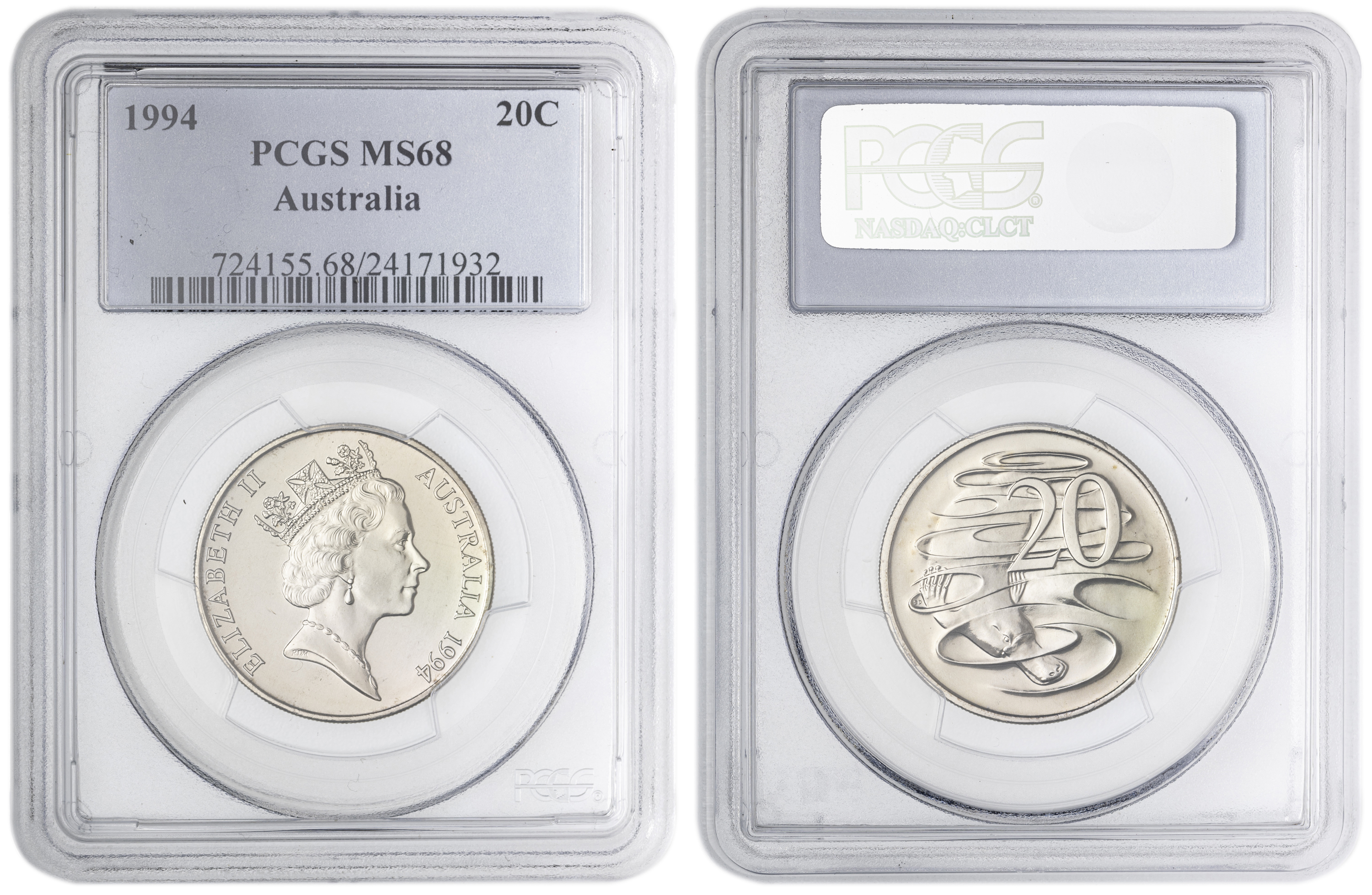 Twenty Cent, 1994, PCGS MS68
