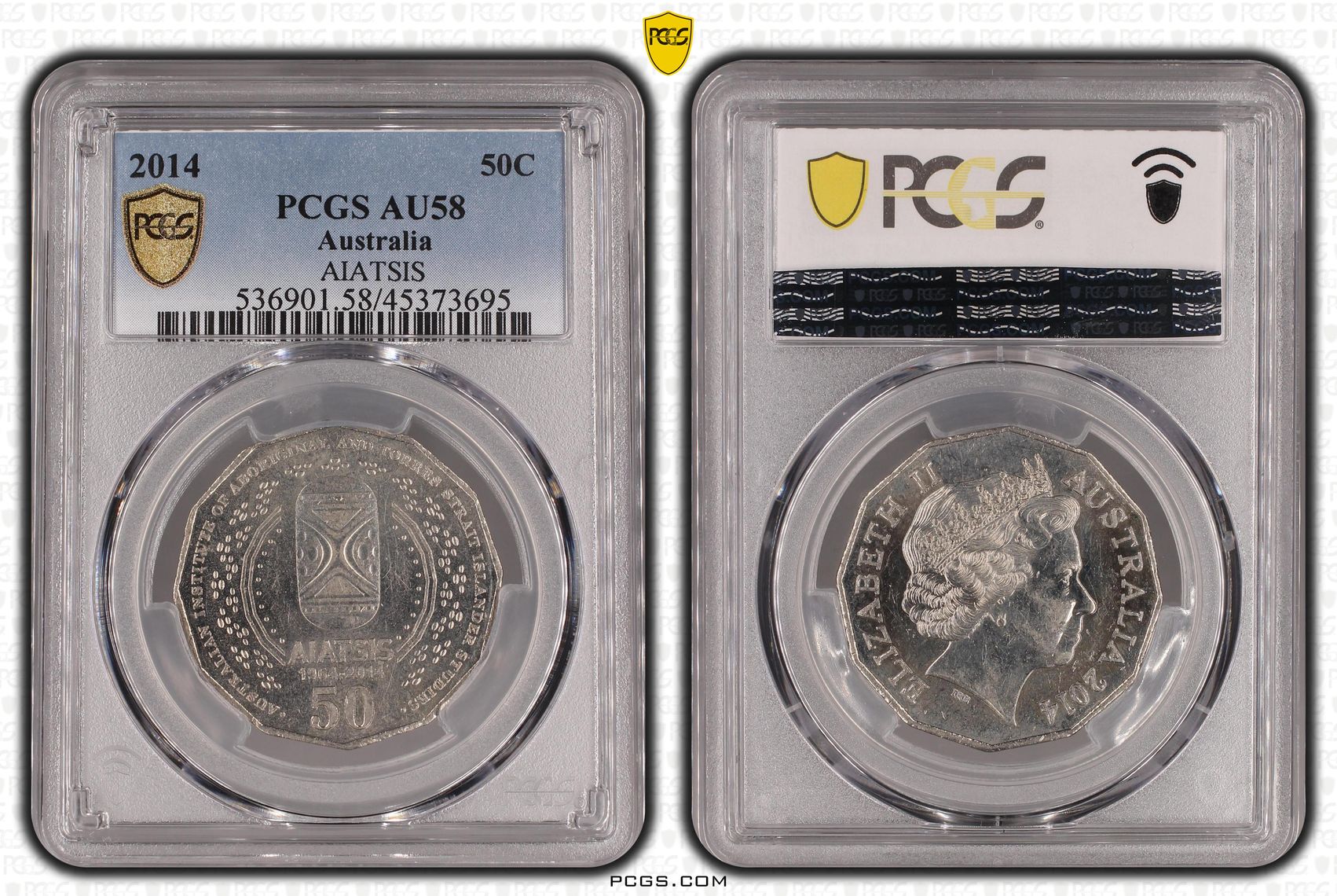 Elizabeth II, AIATSIS, Fifty Cent, 2014, PCGS AU58