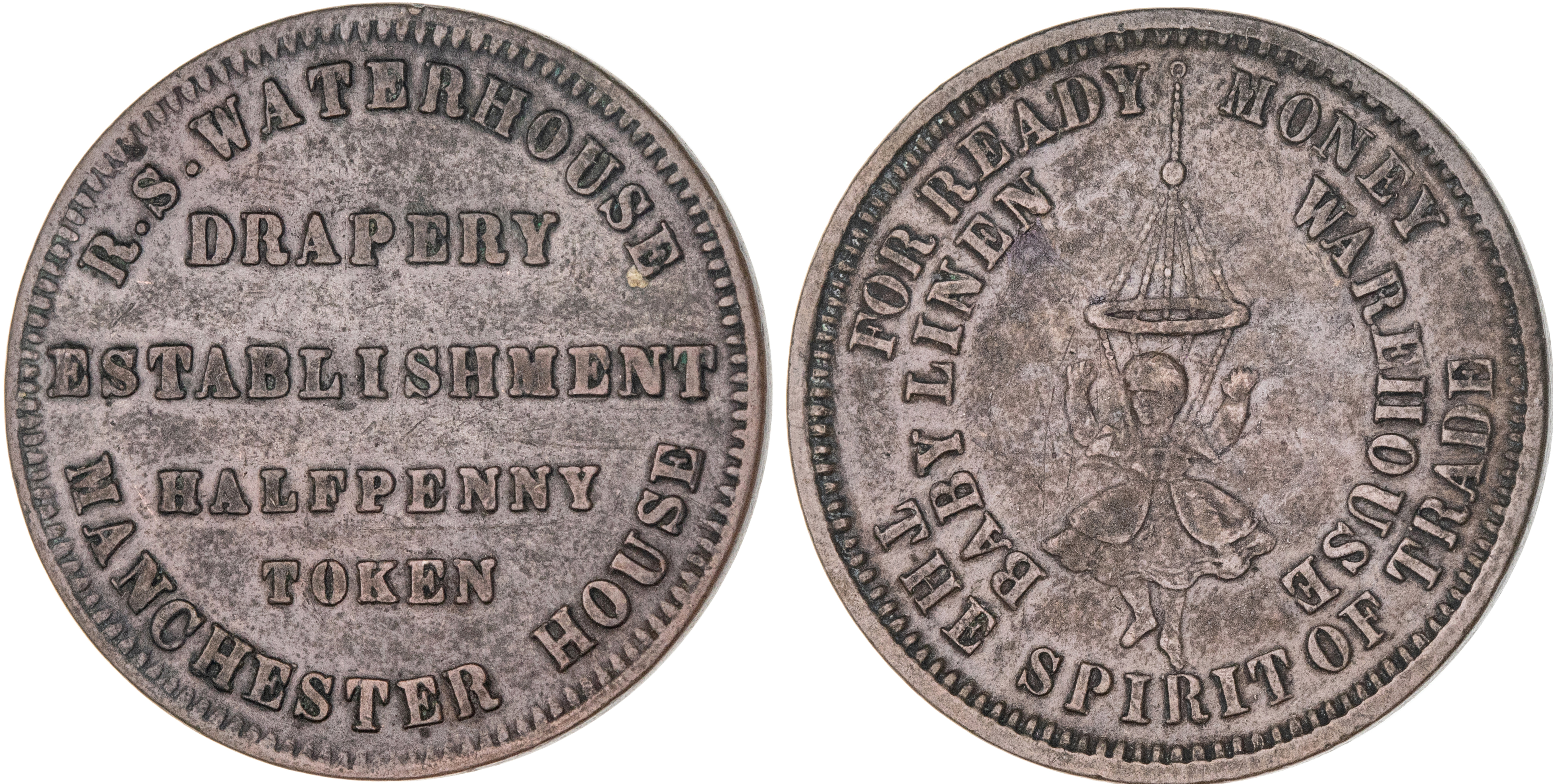 Hobart Town, Tasmania, R. S. Waterhouse, Halfpenny, VF