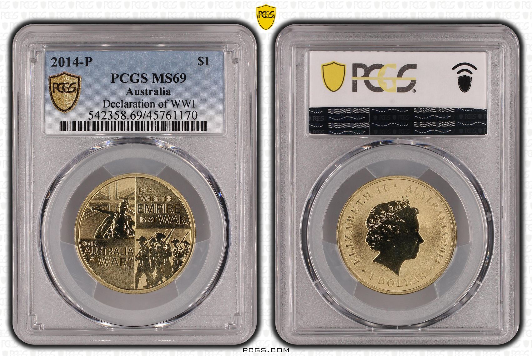 Declaration of WWI, One Dollar, 2014-P POP Report 3/1, PCGS MS 69
