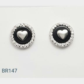 STERLING SILVER BLACK HEART STUDS - 51543/297