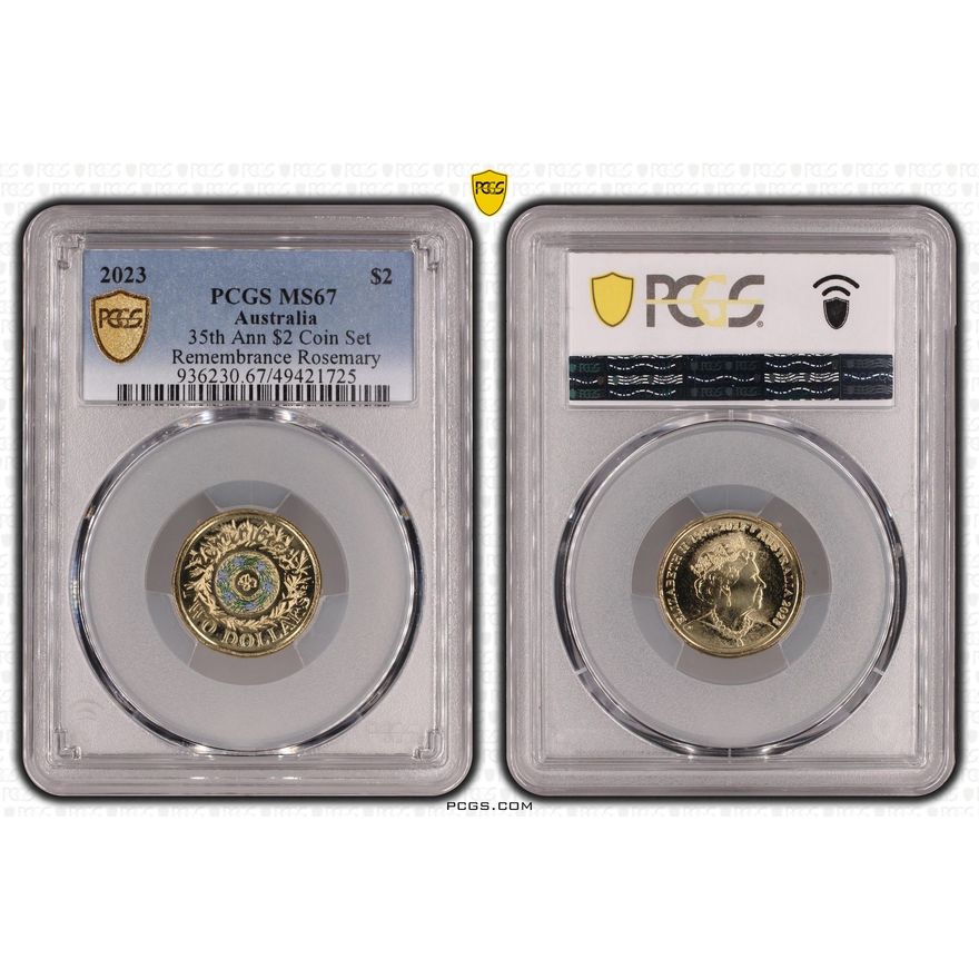 35th Ann $2 Coin Set Colorized Remembrance Rosemary, POP 20/0, Two Dollar, 2023, PCGS MS67