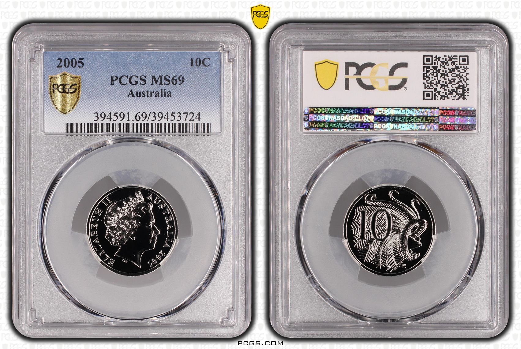 Elizabeth II, Ten Cent, 2005, PCGS MS69