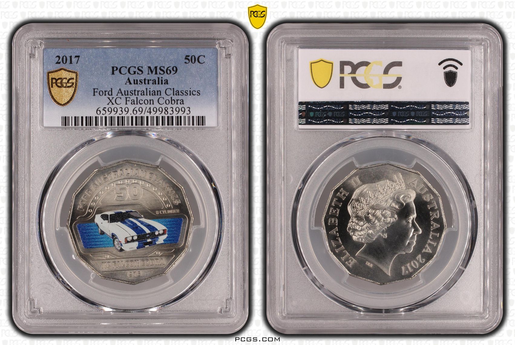 Ford Australian Classics - XC Falcon Cobra , Fifty Cent, 2017, PCGS MS69