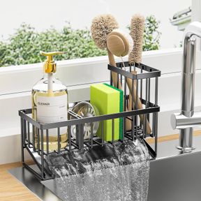 CISILY KITCHEN SINK CADDY, SPONGE HOLDER FOR KITCHEN SINK, KITCHEN SINK ORGANZIER AND STORAGE WITH HIGH BRUSH HOLDER, RUSTPROOF 30