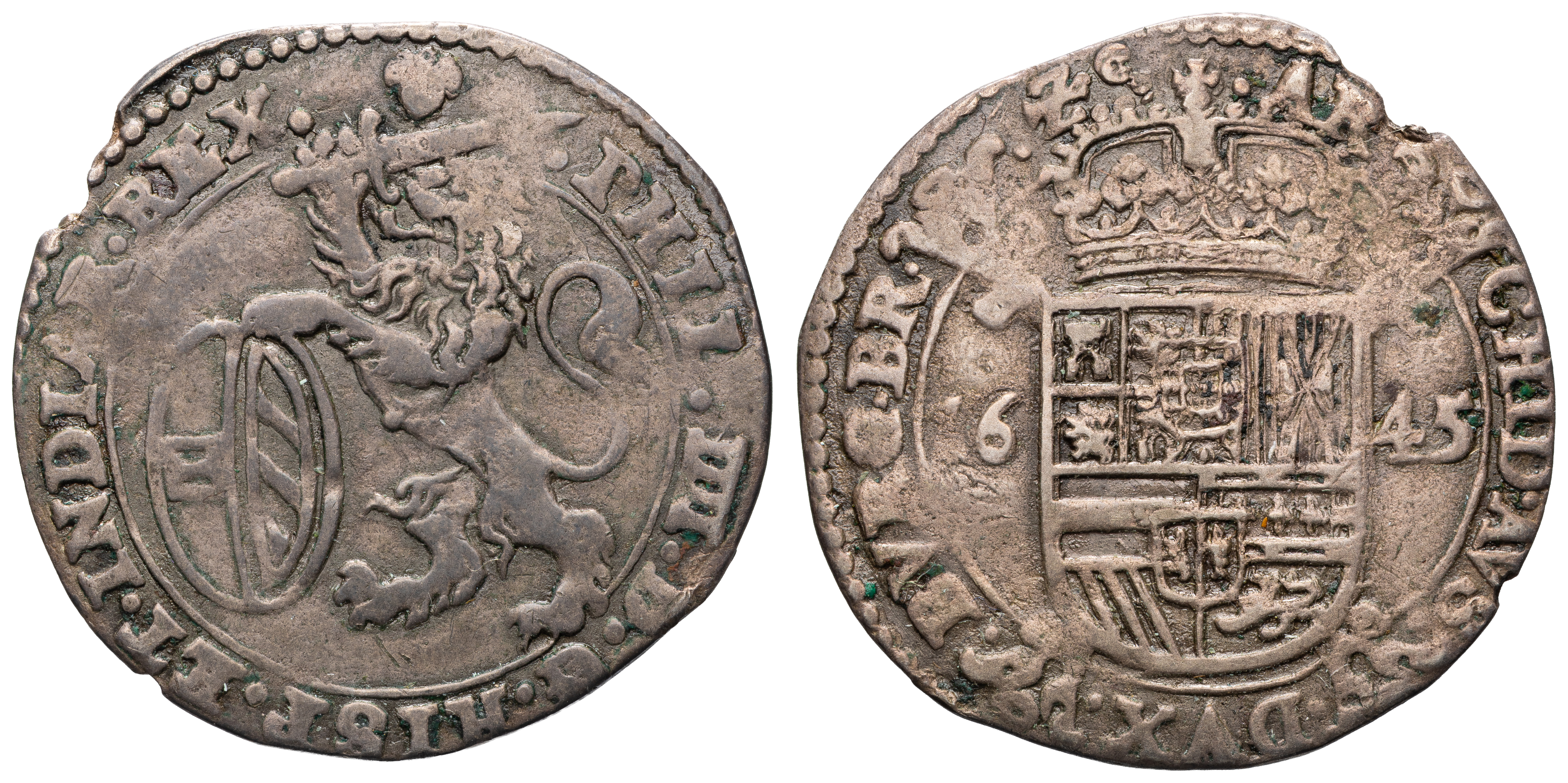 Netherlands, Brabant, Silver Escalin, 1645, aVF