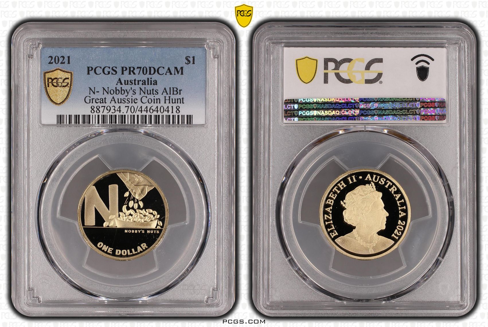 2021 Australia One Dollar, $1 N- Nobby's Nuts AlBr PCGS - PR70DCAM POP 15/0 -418