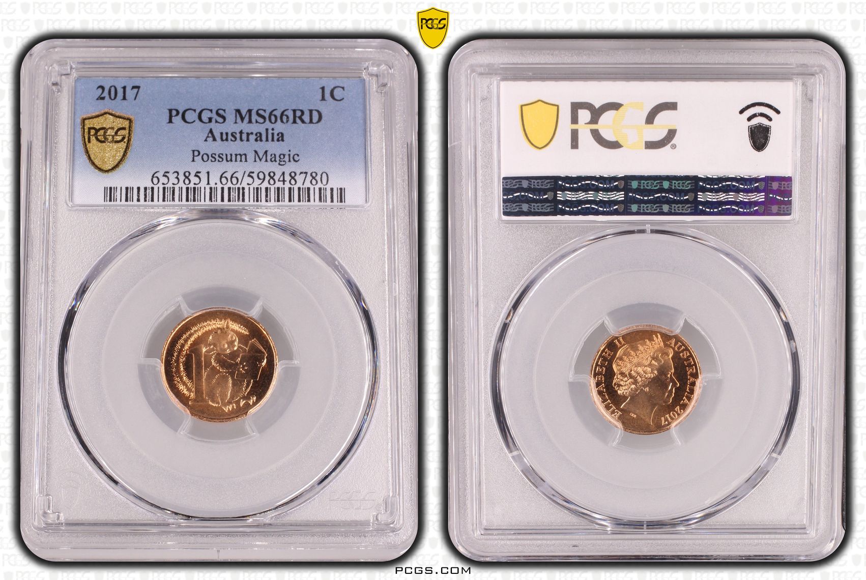 Elizabeth II, Possum Magic, One Cent, 2017, PCGS MS66RD