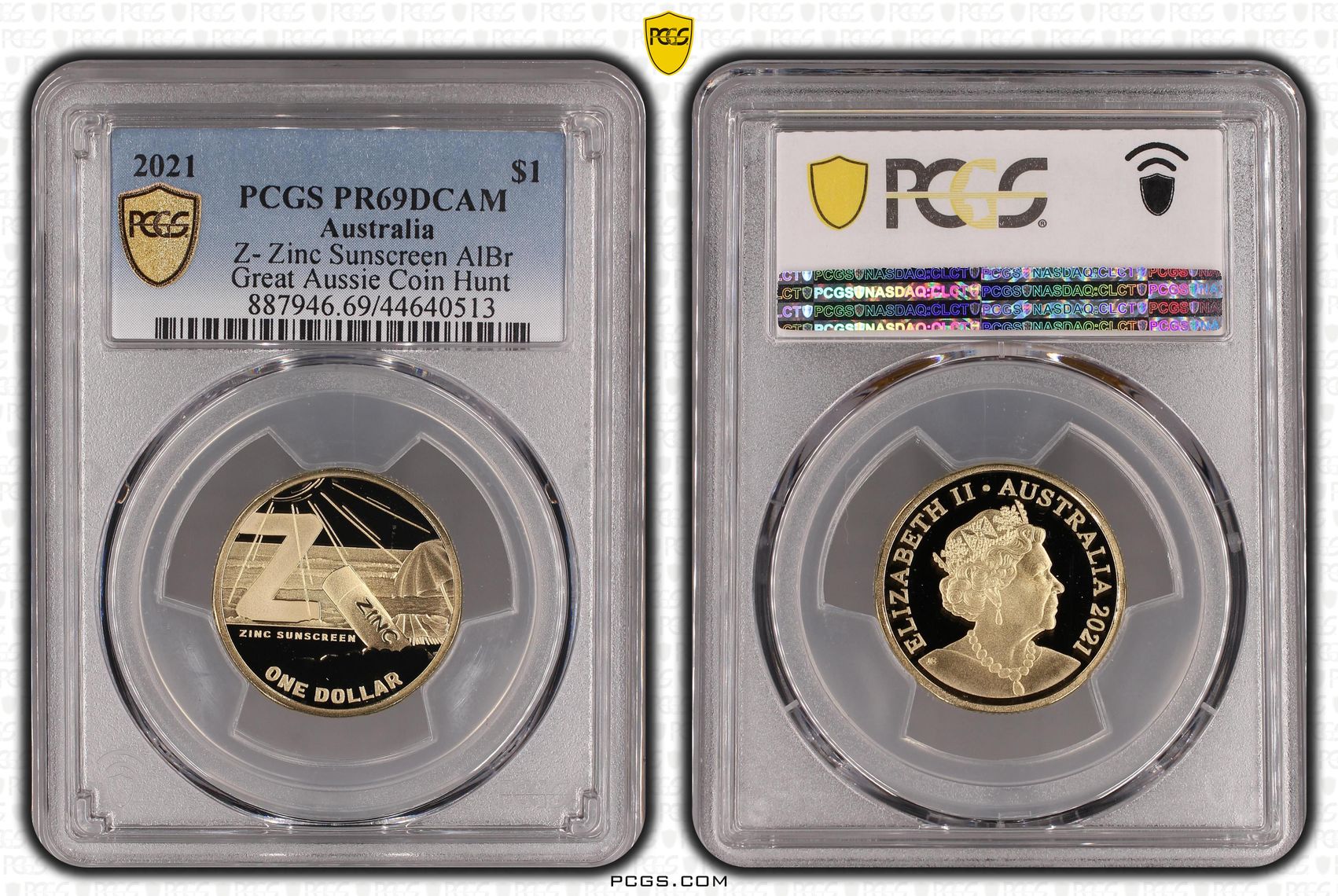 2021 Australia One Dollar, $1 Z- Zinc Sunscreen AlBr PCGS - PR69DCAM -513