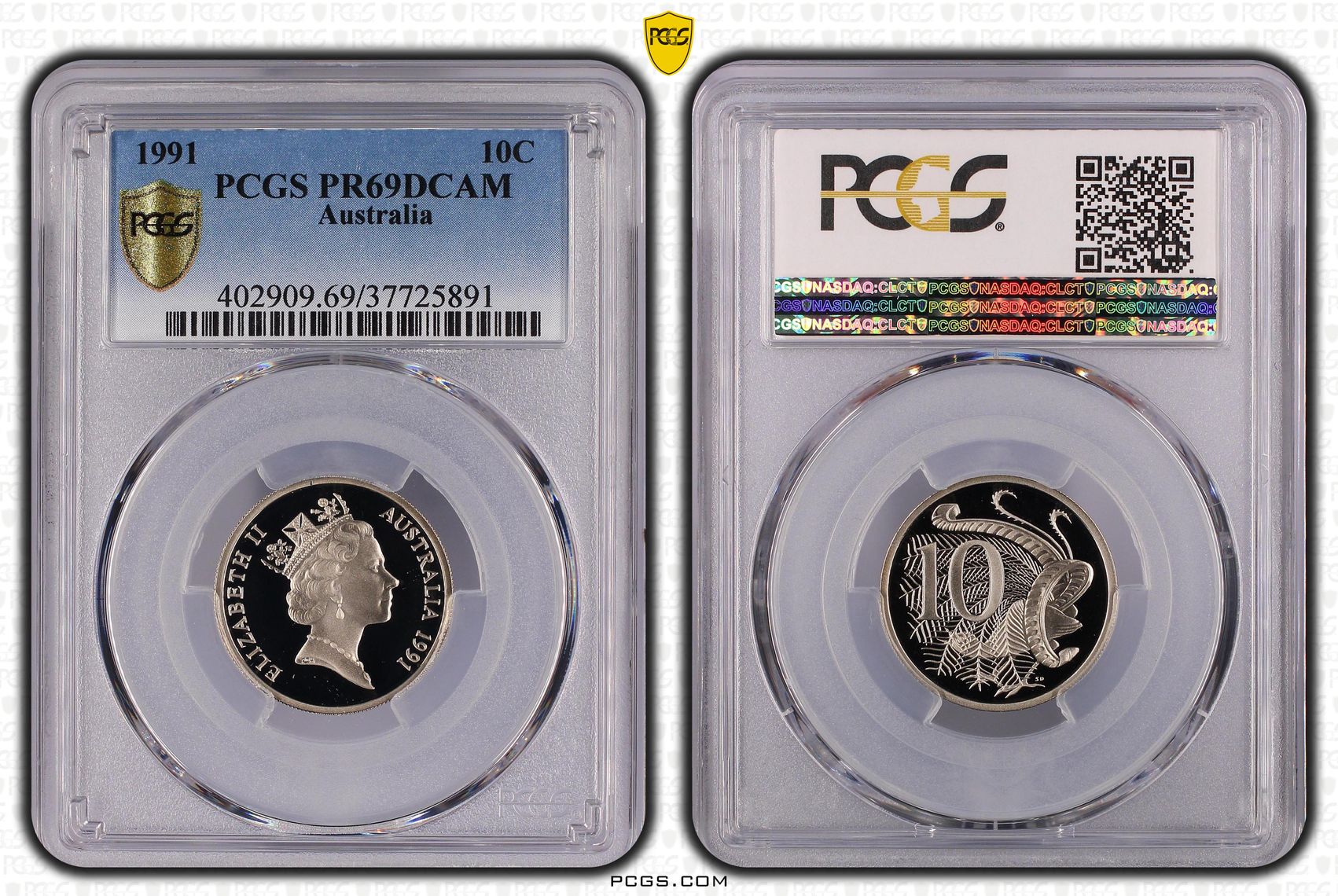 Ten Cent, 1991, Pcgs Pr69dcam