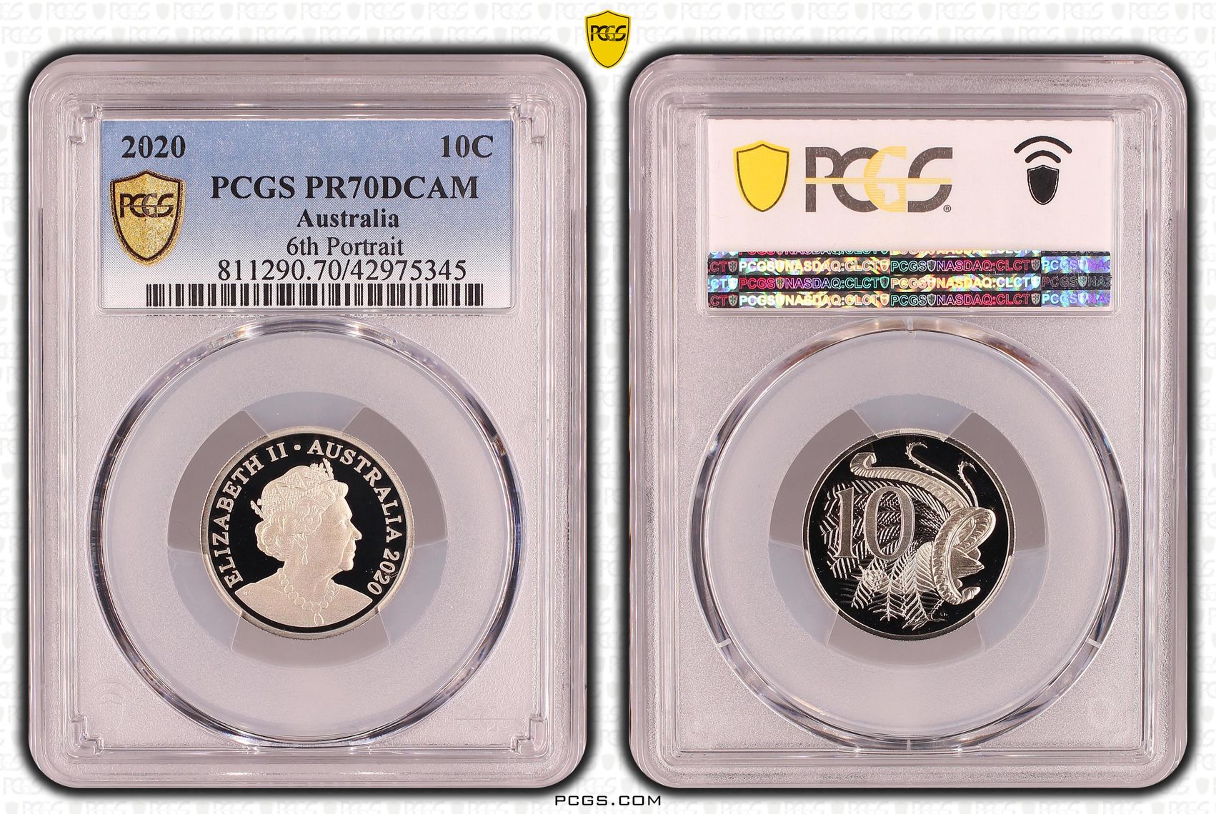 Elizabeth II, 6th Portrait, Ten Cent, PR70DCAM , 2020 PCGS POP - 33/0