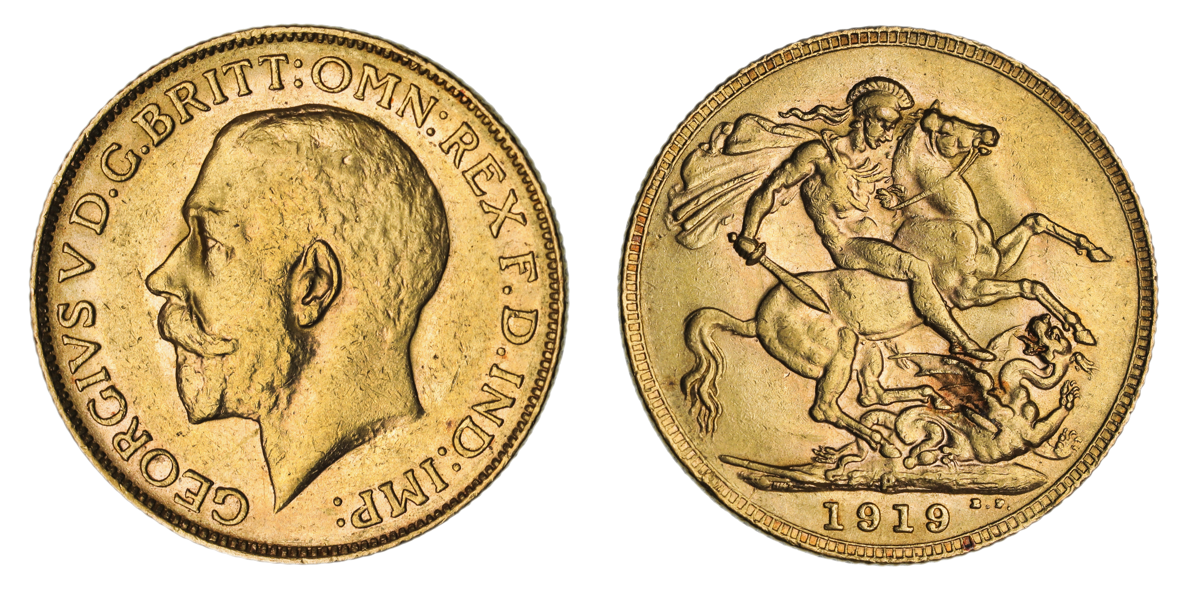 George V, St. George Reverse - Perth Mint, Sovereign, 1919, gVF