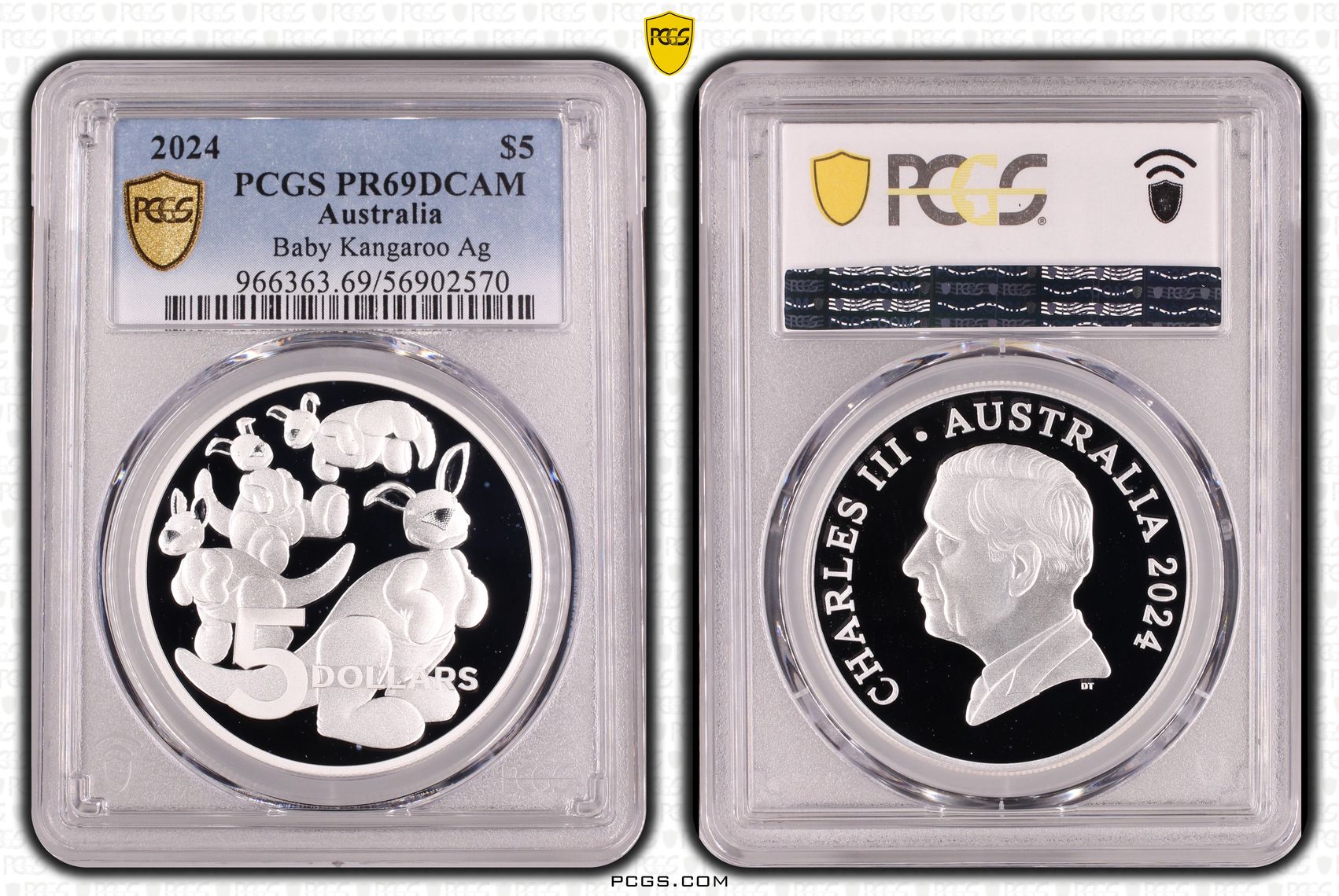 Baby Kangaroo Silver, Five Dollar, 2024, PCGS PR69DCAM